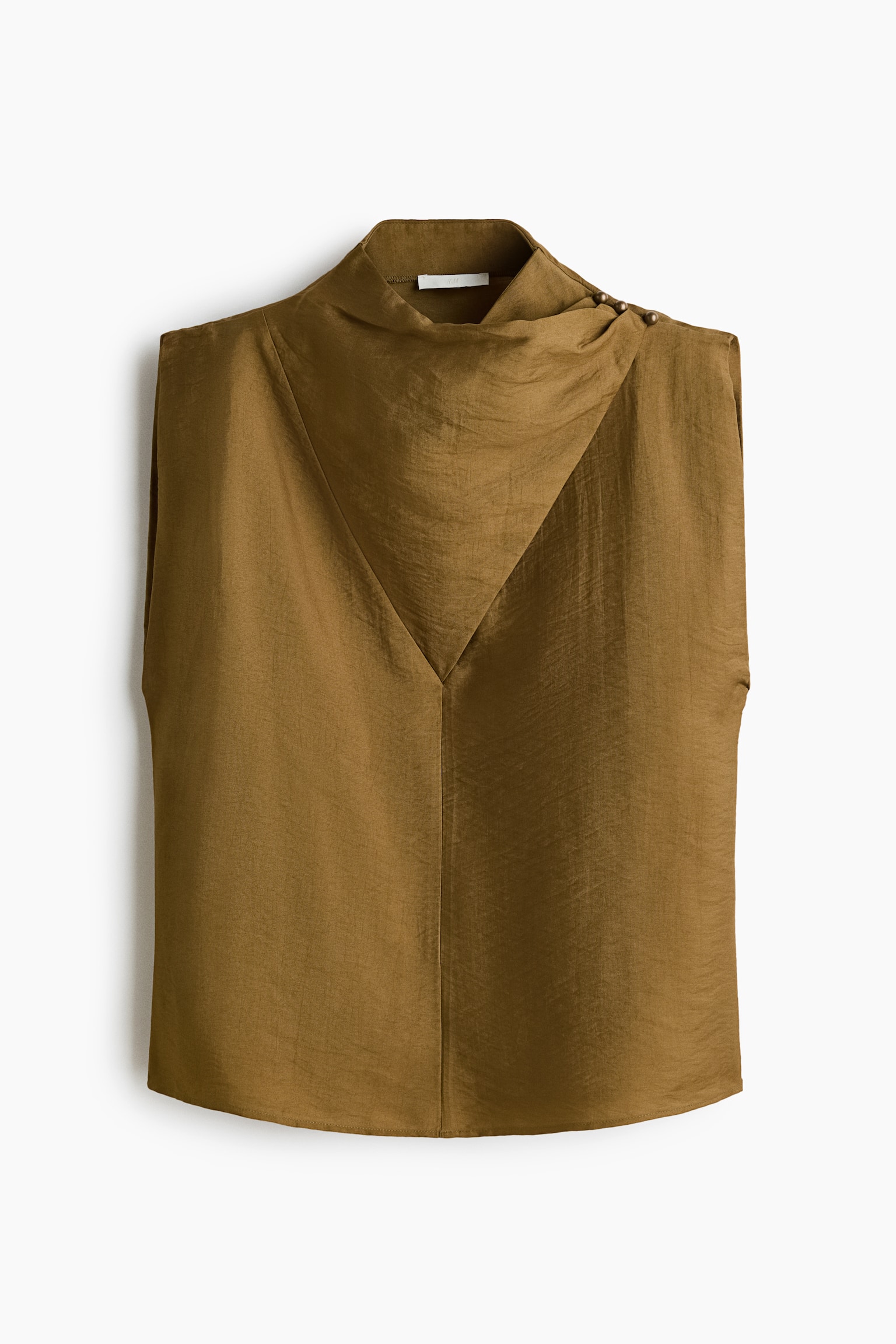 Top in misto lyocell con incrocio - Beige scuro - 1