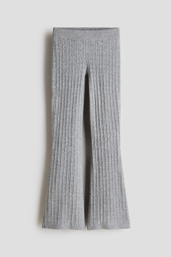 Ausgestellte Leggings in Zopfstrick - Graumeliert/Dunkelbraun/Helles Mattrosa - 1