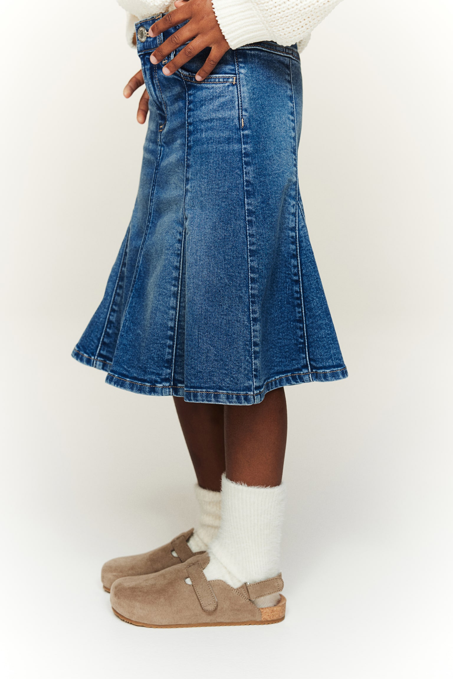 Flared denim skirt - Denim blue - 3