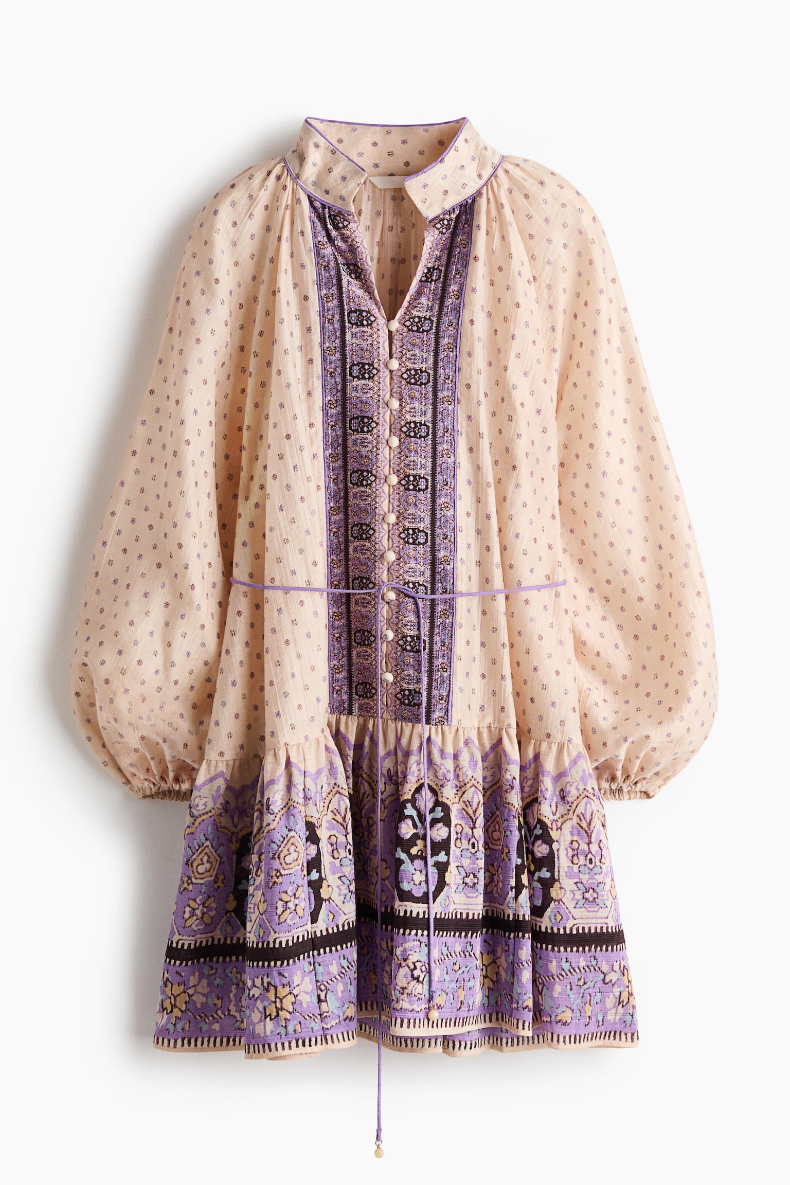 Short Tunic Dress-Light beige/patterned - 2