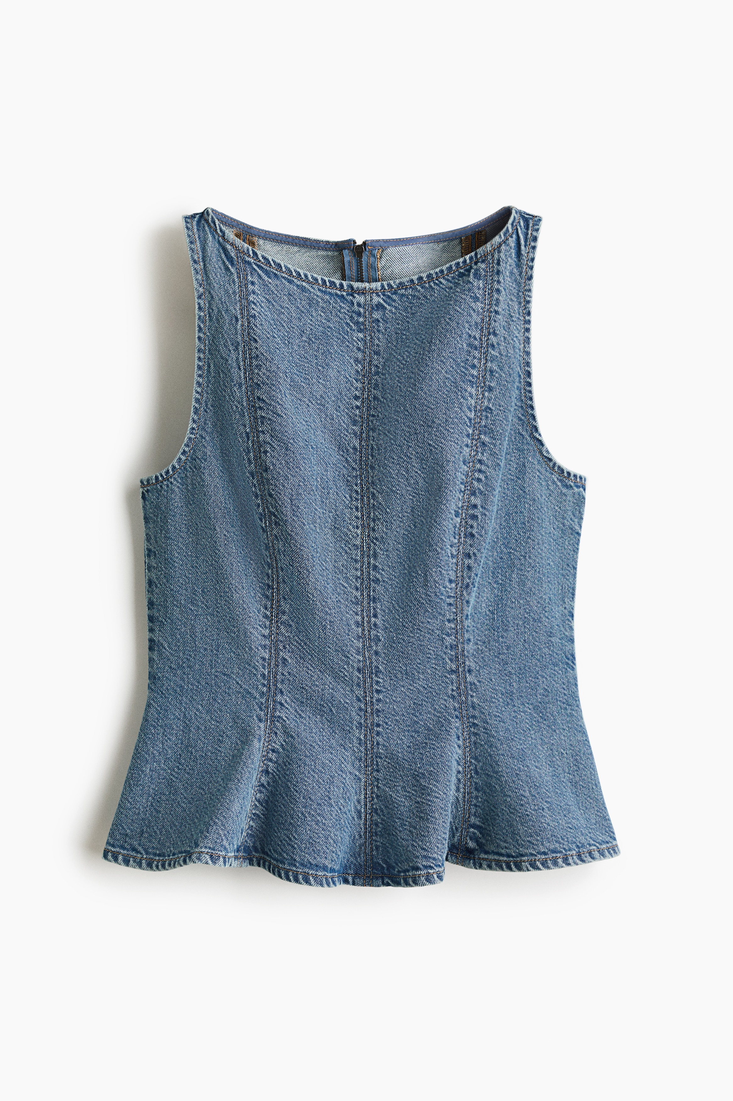 Denim peplum top - Denim blue/Light beige