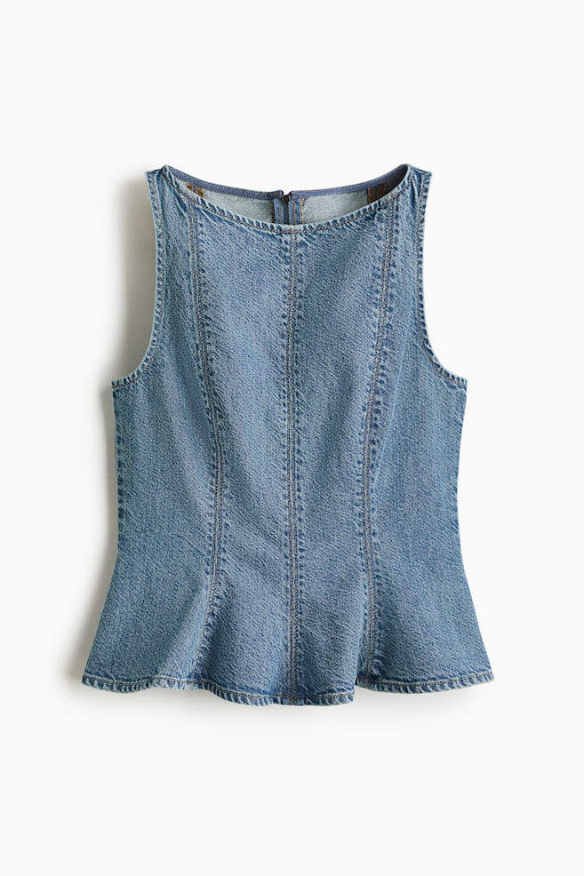 Denim Peplum Top - Denim blue - 1