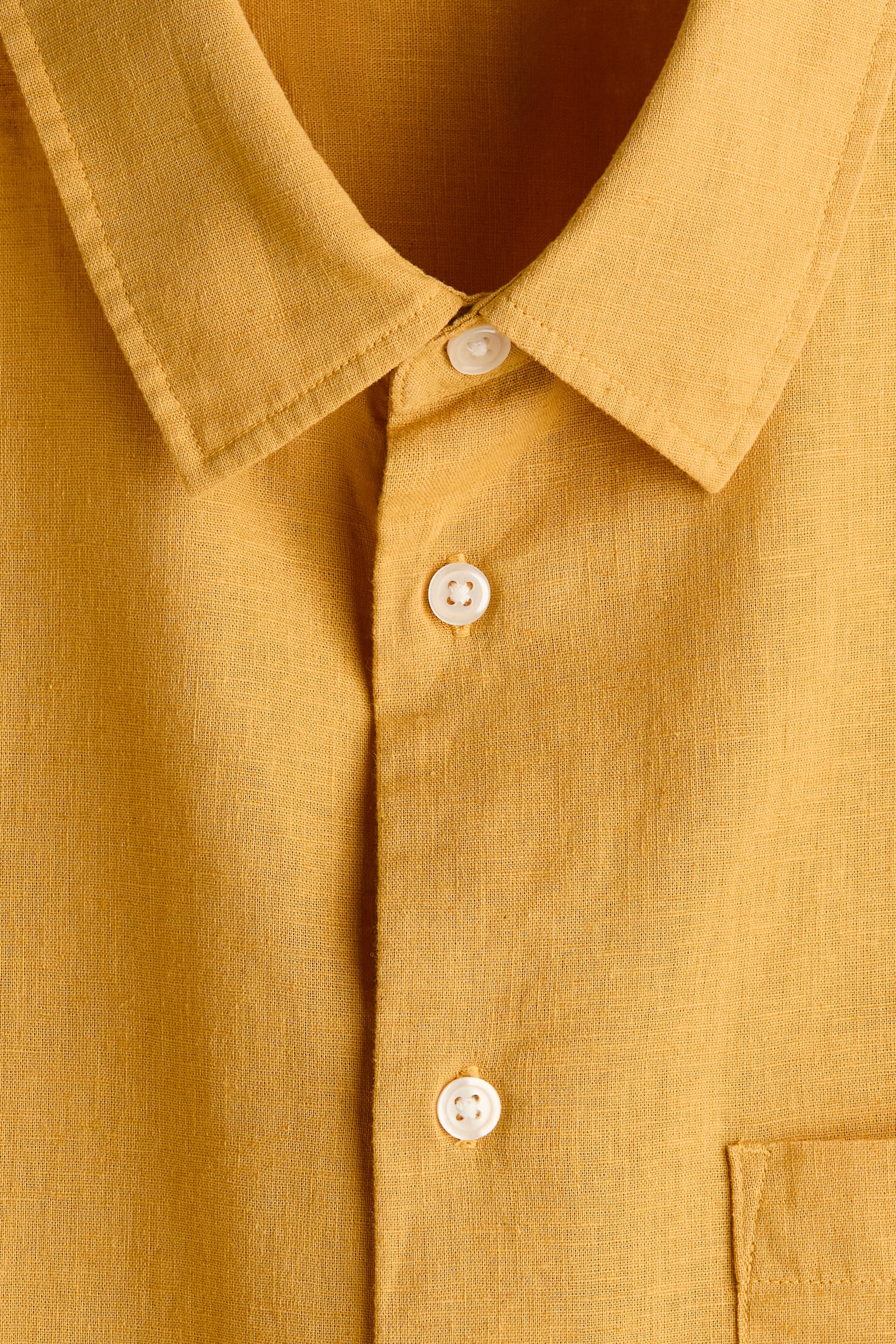 Relaxed Fit Linen-blend shirt - Dark yellow/Pink - 3