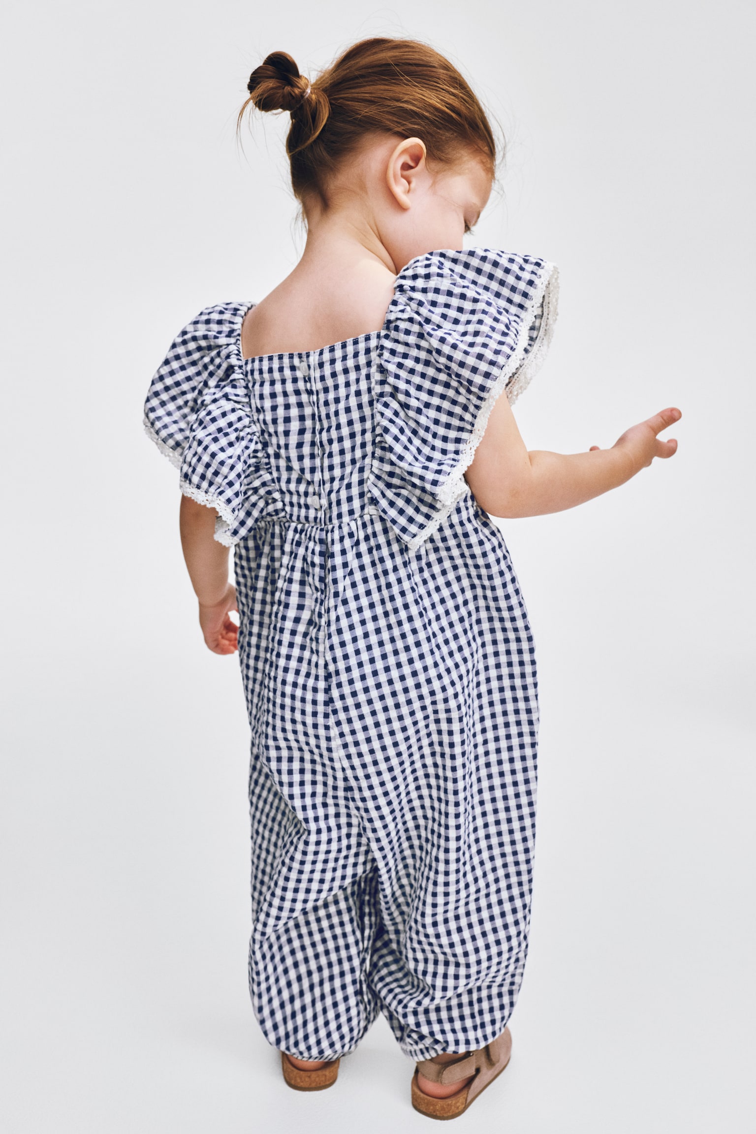 Seersucker romper suit - Navy blue/Gingham check - 5
