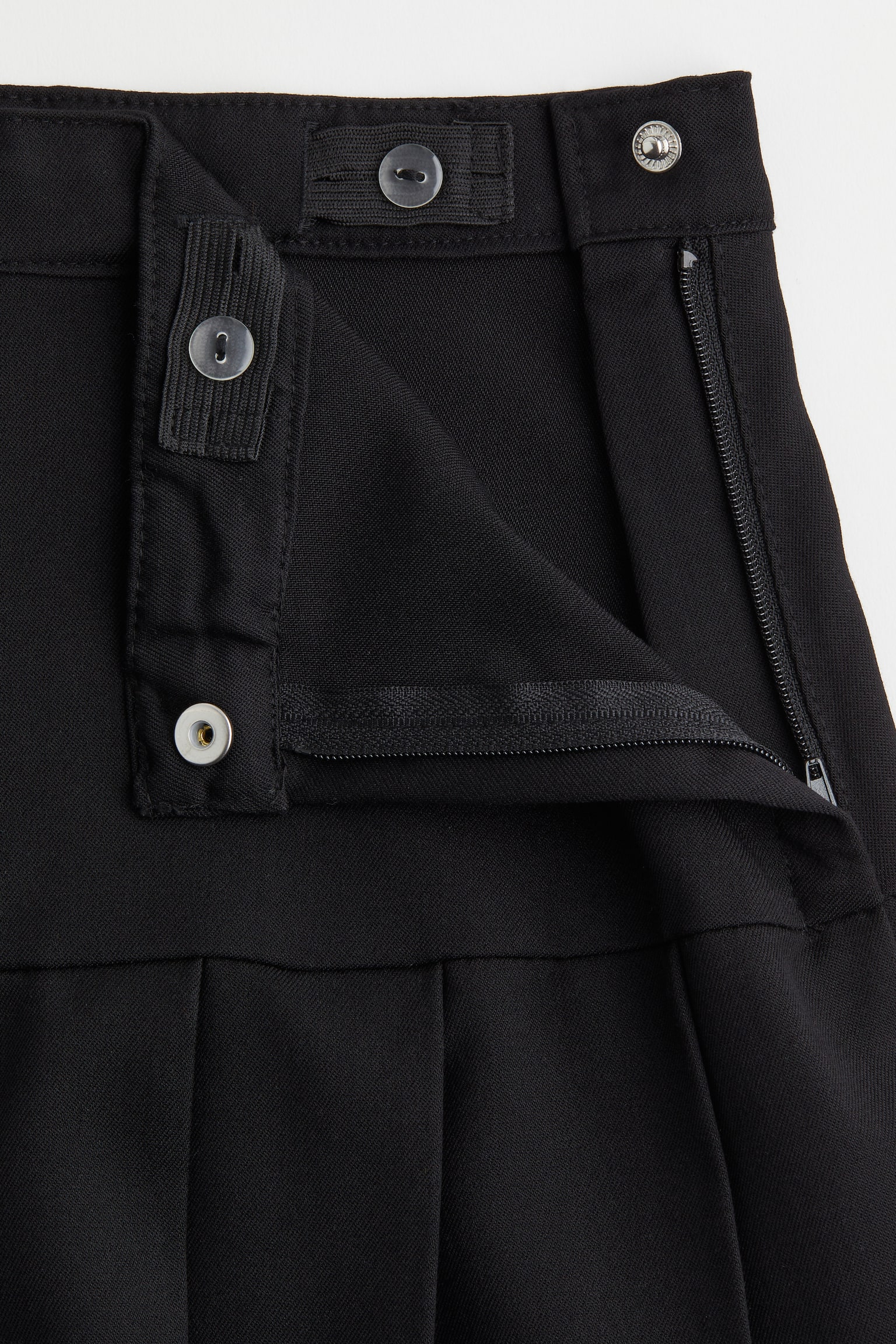 Pleated Twill Skirt - Black - 2