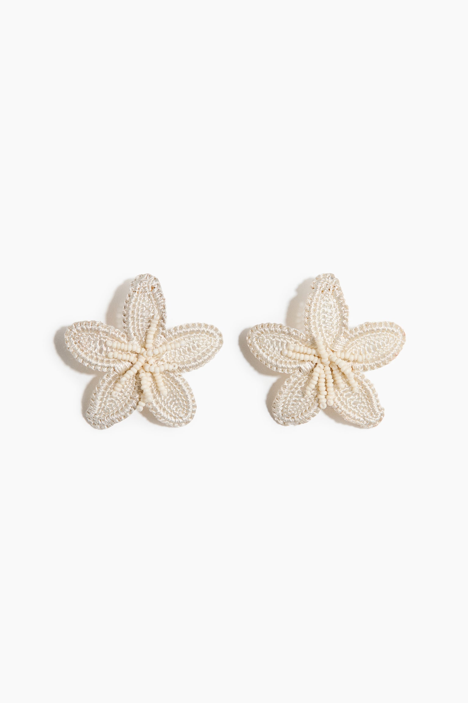Flower-Shaped Earrings - White/Dark brown