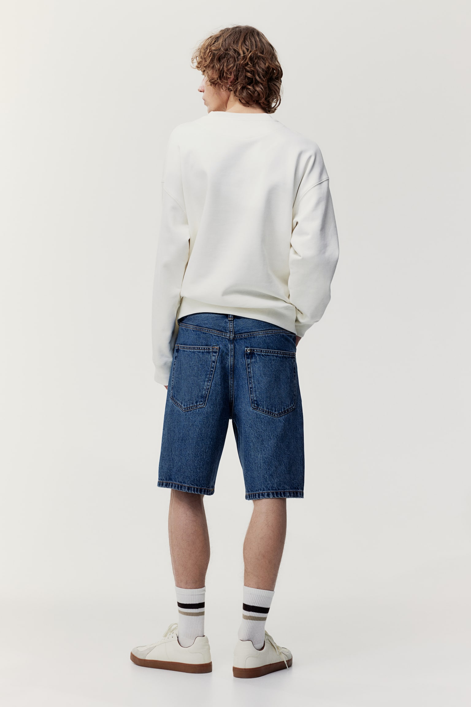 Relaxed Denim shorts - Denim blue/Navy blue/Light grey - 4