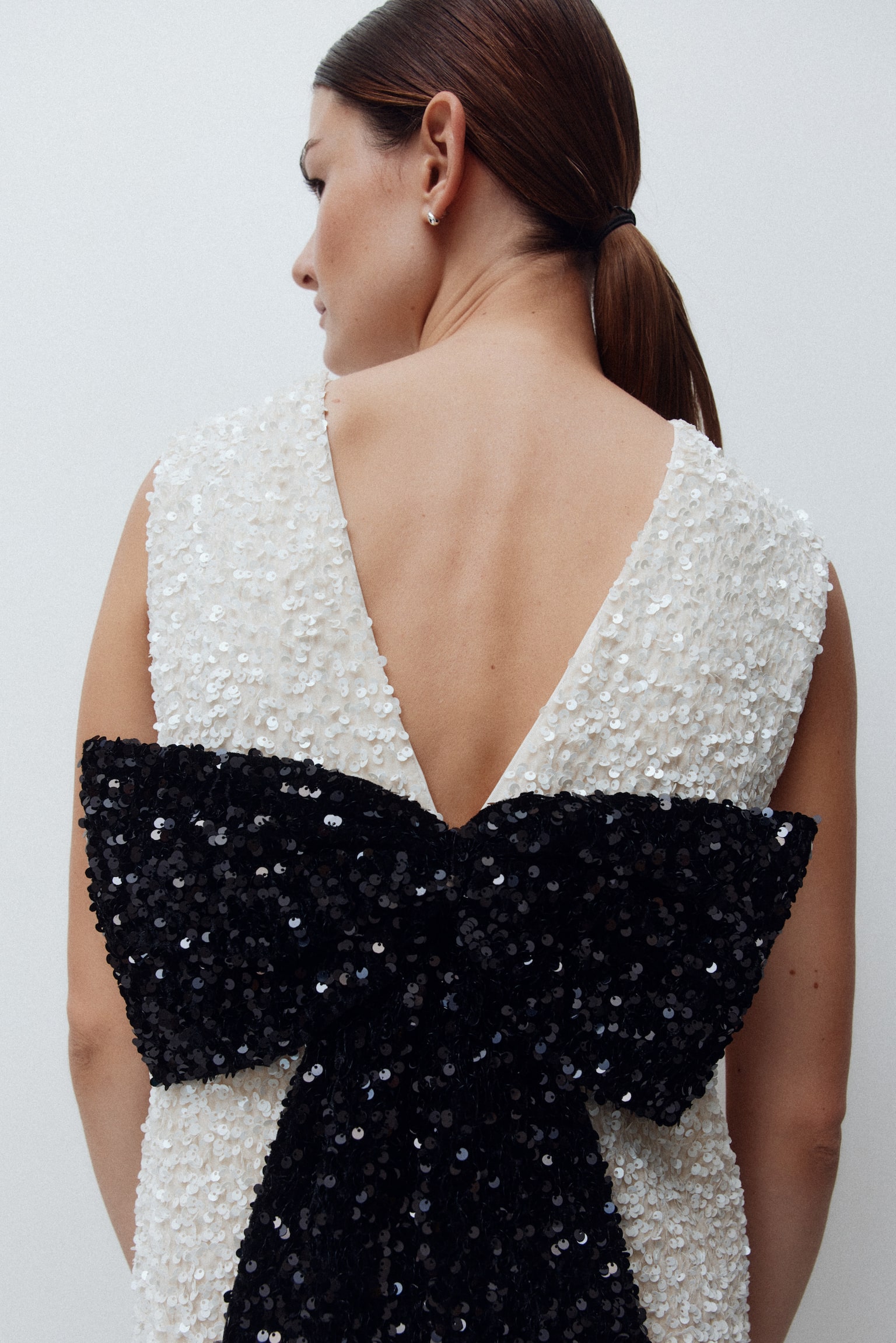 MAMA Bow-detail sequined dress - White/Black/Dark brown/Dark green - 3