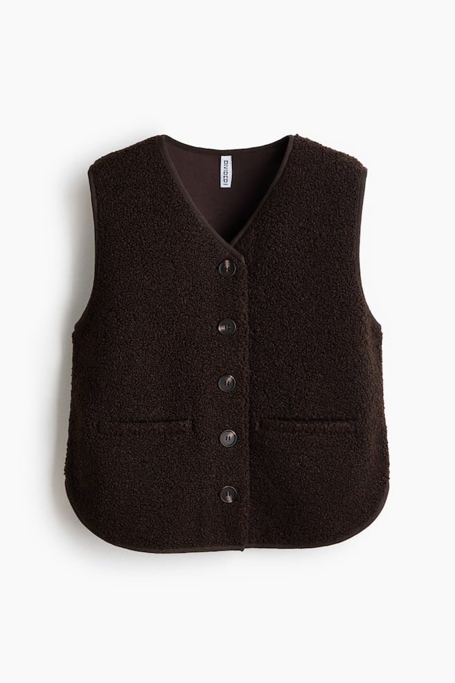 Teddy gilet - Dark brown/Cream - 1