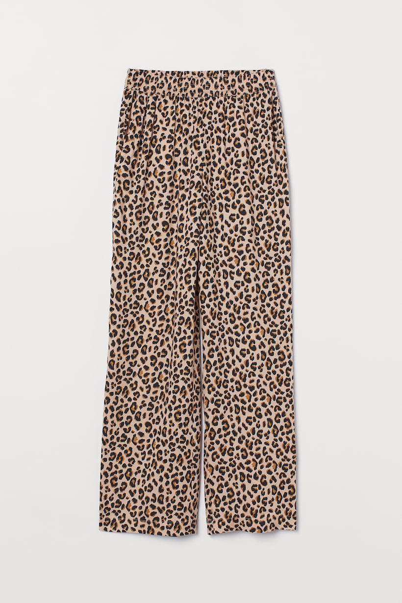 Wide-leg Pants - Beige/leopard print - Ladies | H&M US