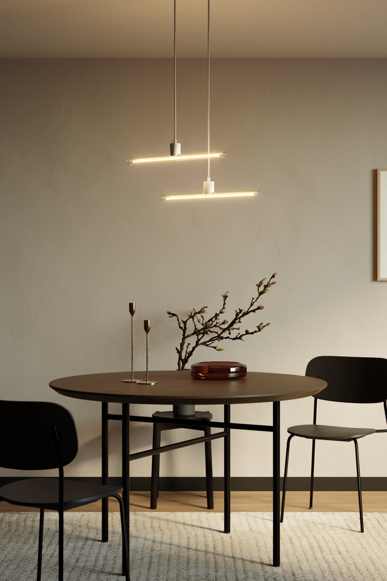 Elegant Loftlampe Med Elpære - Hvid
