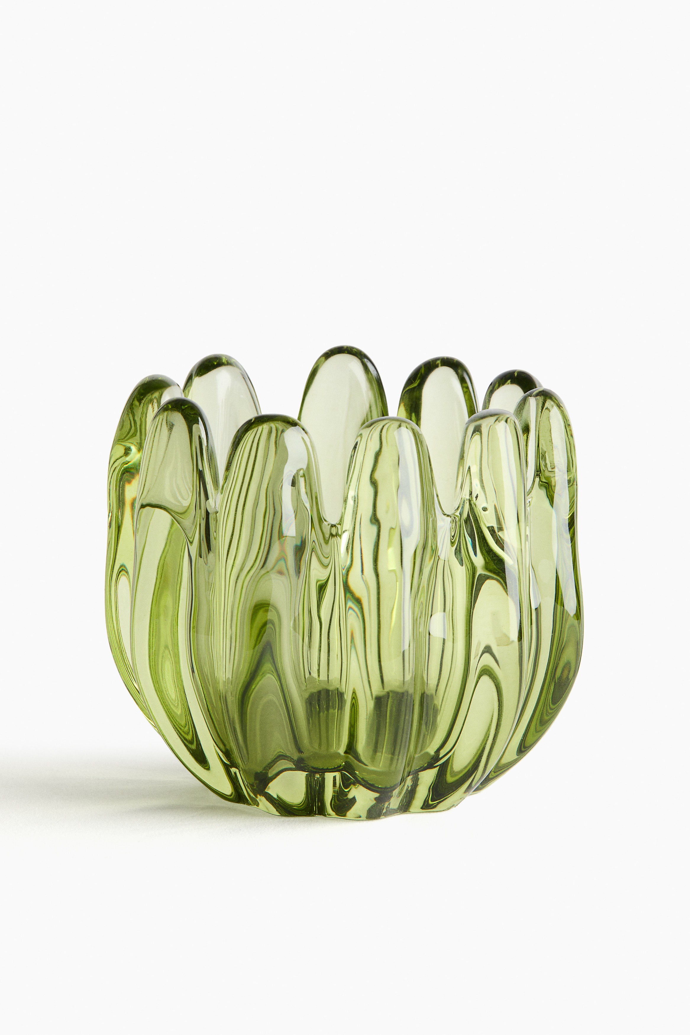 Bougeoir chauffe-plat en verre - Vert/Transparent/Jaune