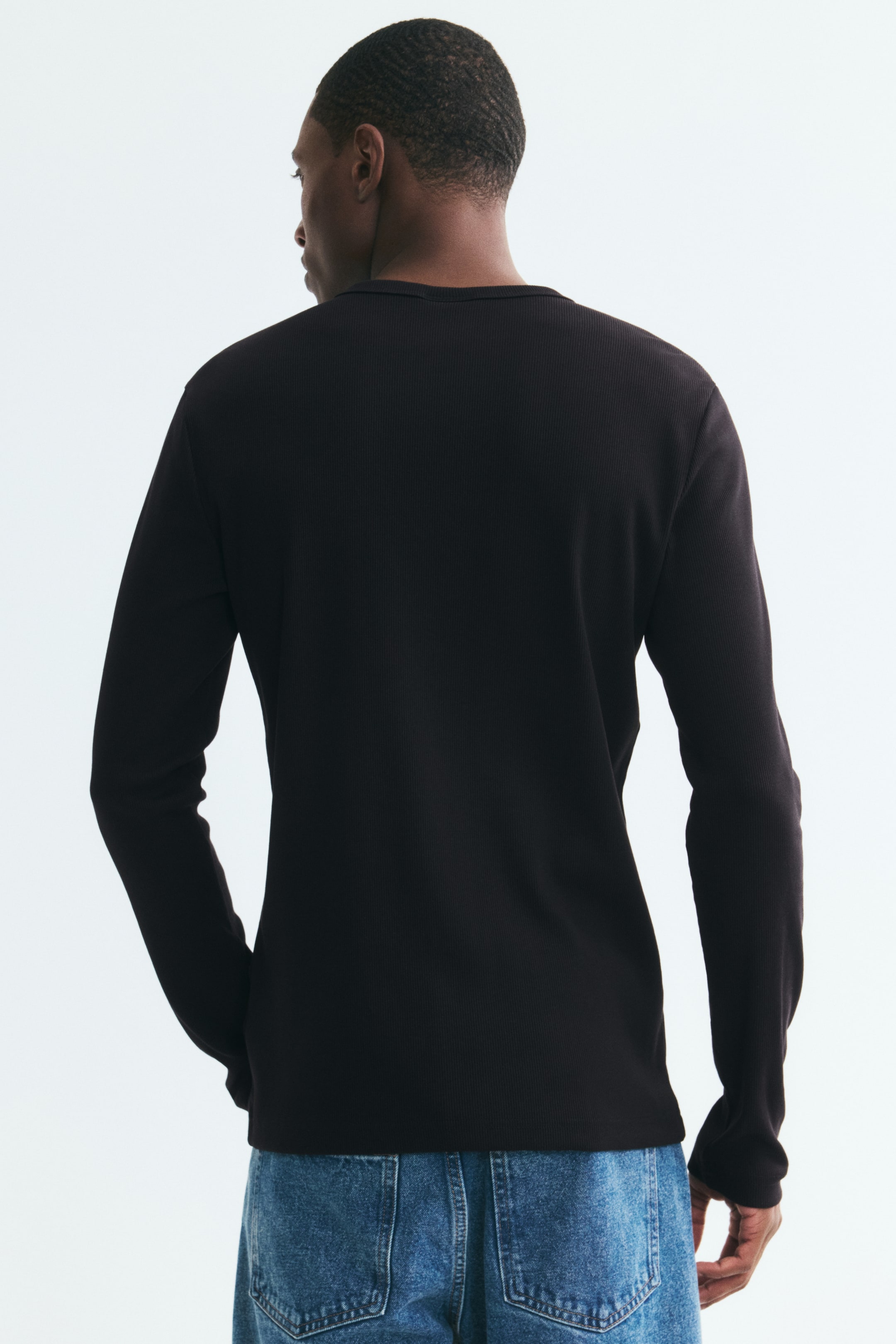 Slim-Fit Ribbed Cotton Henley Shirt