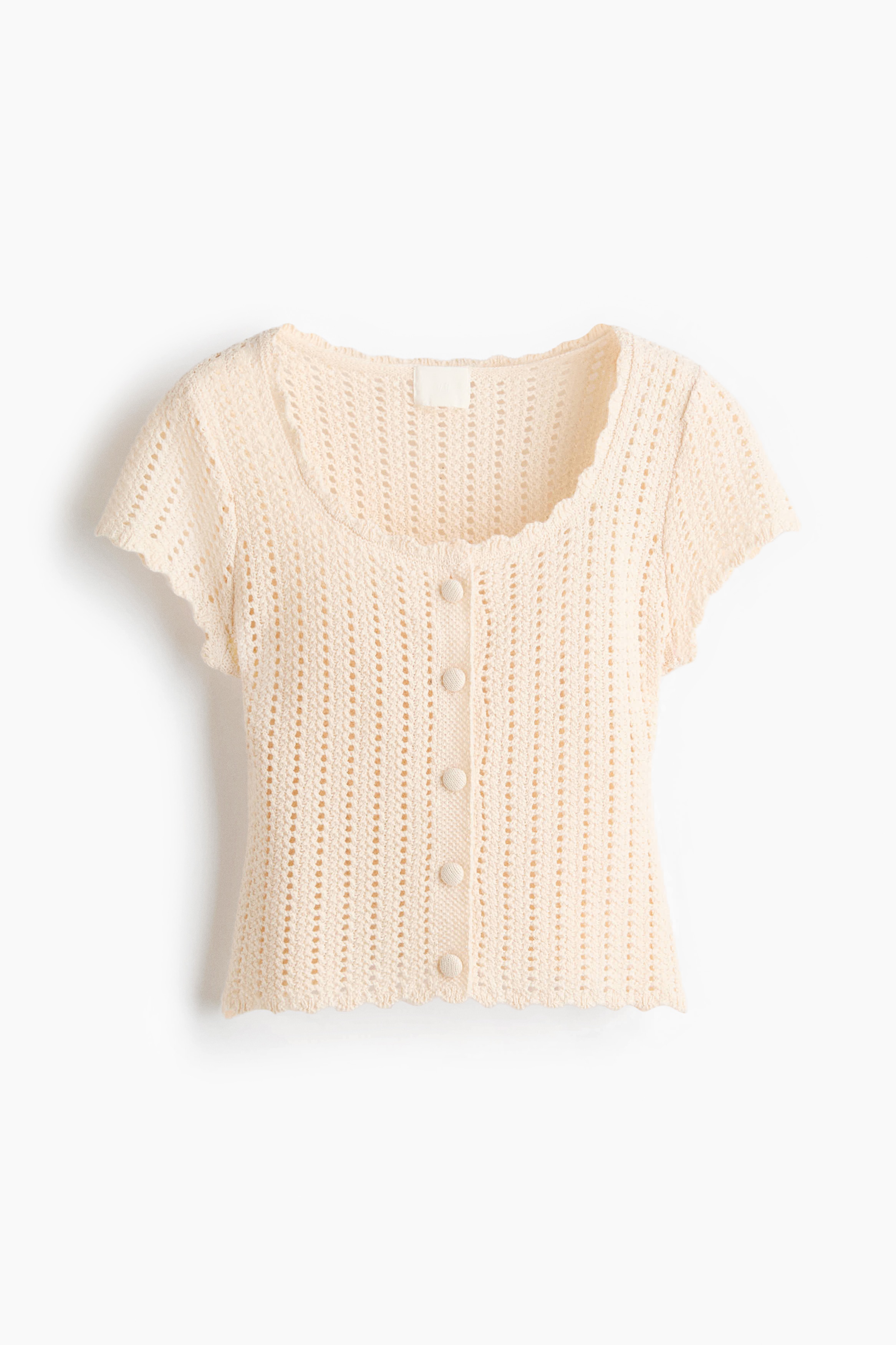 Short-sleeved cardigan - Light beige/Black/Dark khaki green