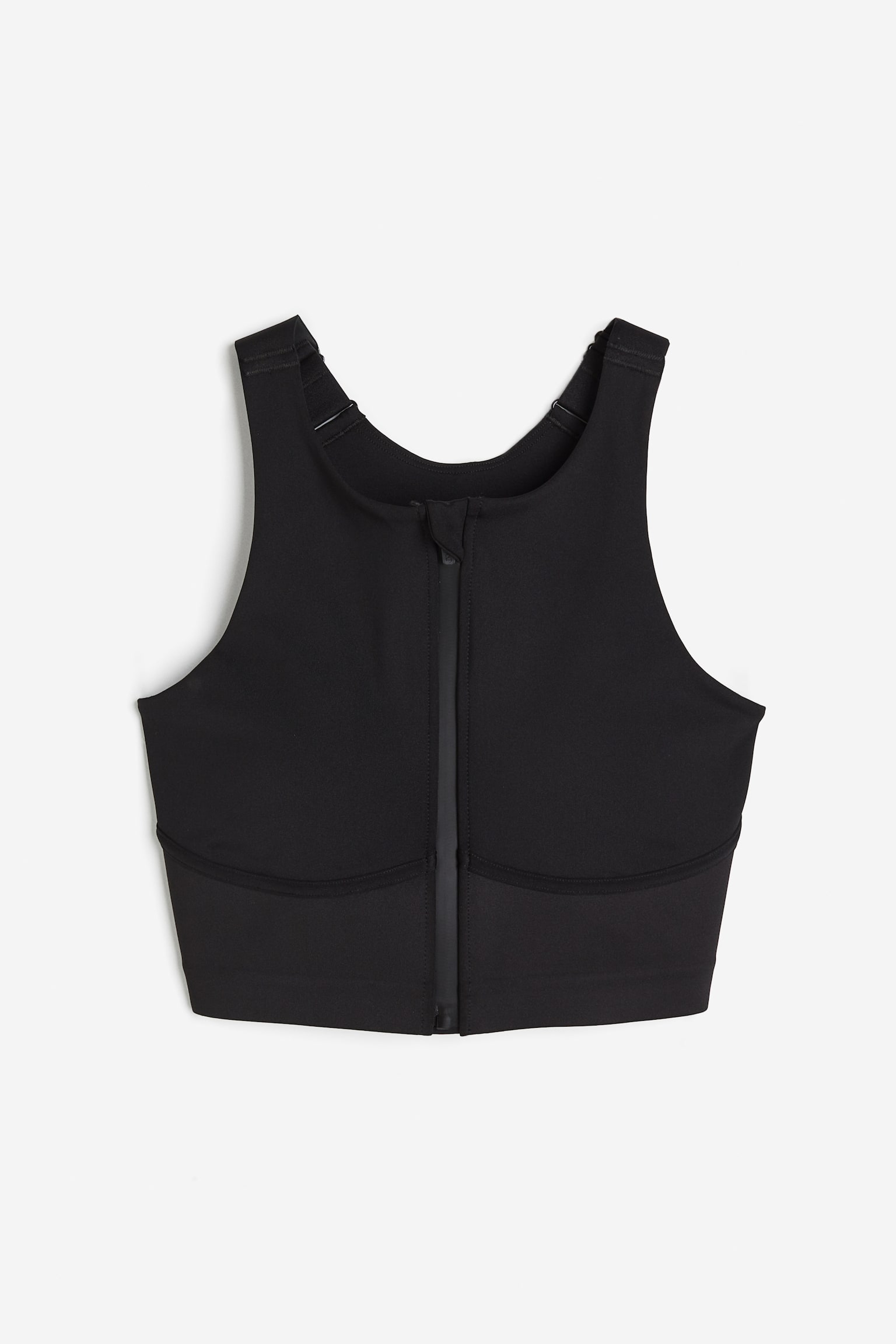 High Support Zipped Sports Bra In DryMove™ - Black/White - 1