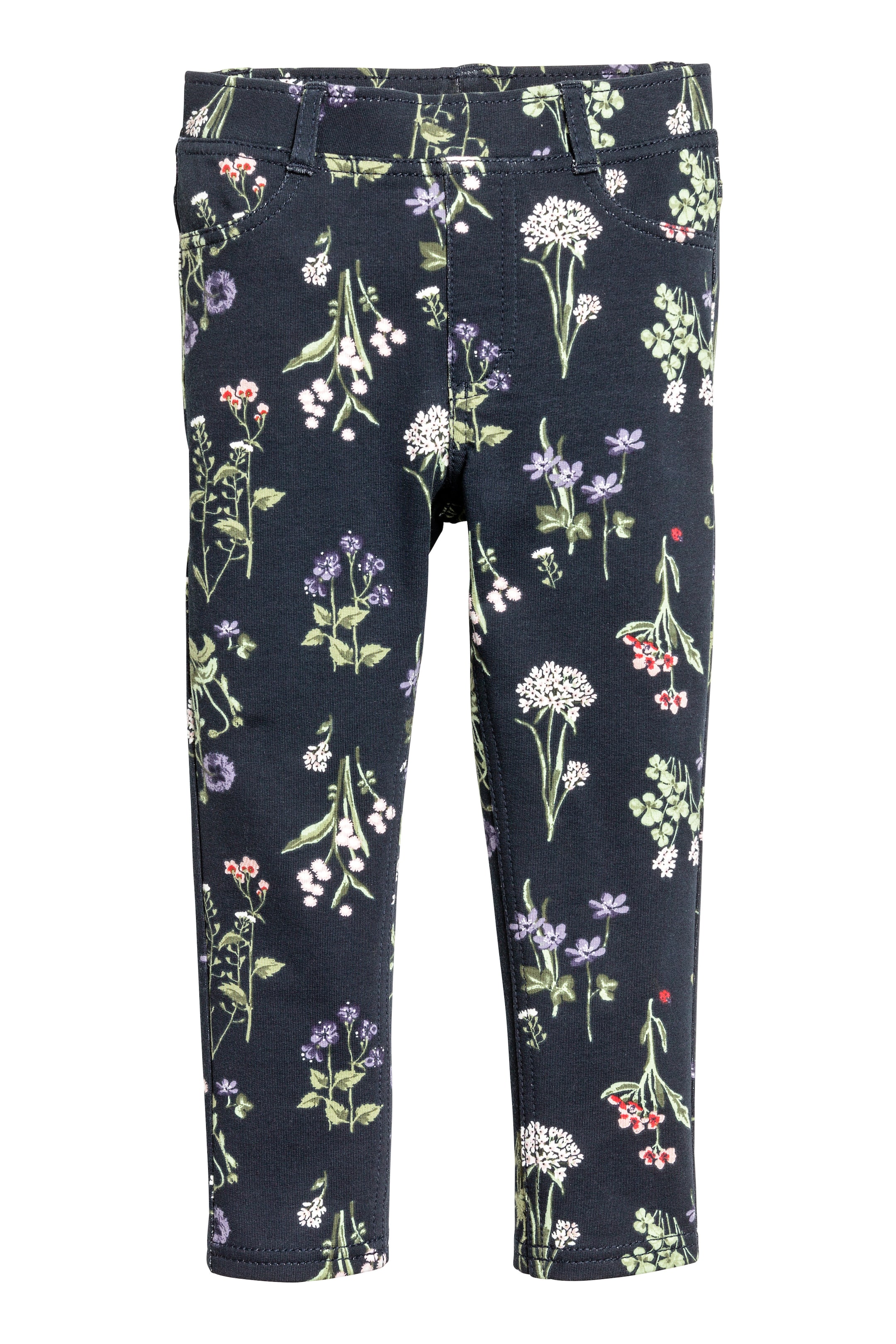 Näytä suurempi kuva: Treggingsit - Tummansininen/Kukkakuvio - Kids | H&M FI 1