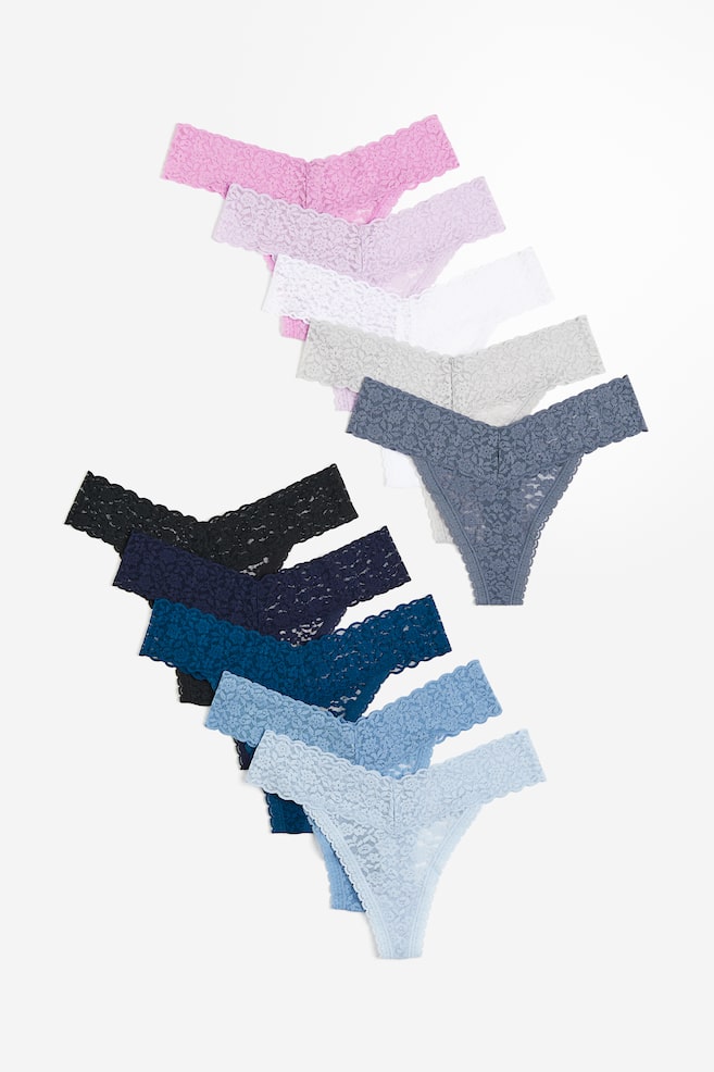 10-pack lace thong briefs - Pink/Light purple/White/Black/Dark grey/Light blue - 1