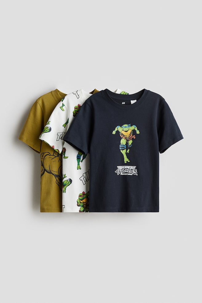3er-Pack T-Shirts mit Print - Navy blue/TMNT/Weiß/Pokémon/Hellgraumeliert/Marvel Comics/Mattblau/Hot Wheels/Grau/Sonic the Hedgehog/Grün/Minecraft/Rot/Autos/Marineblau/Micky Maus/Blau/Lilo & Stitch/Grün/Minecraft/Cremefarben/PAW Patrol/Dunkelgrau/Jurassic World/Rot/Marvel Comics/Cremefarben/Marvel - 1