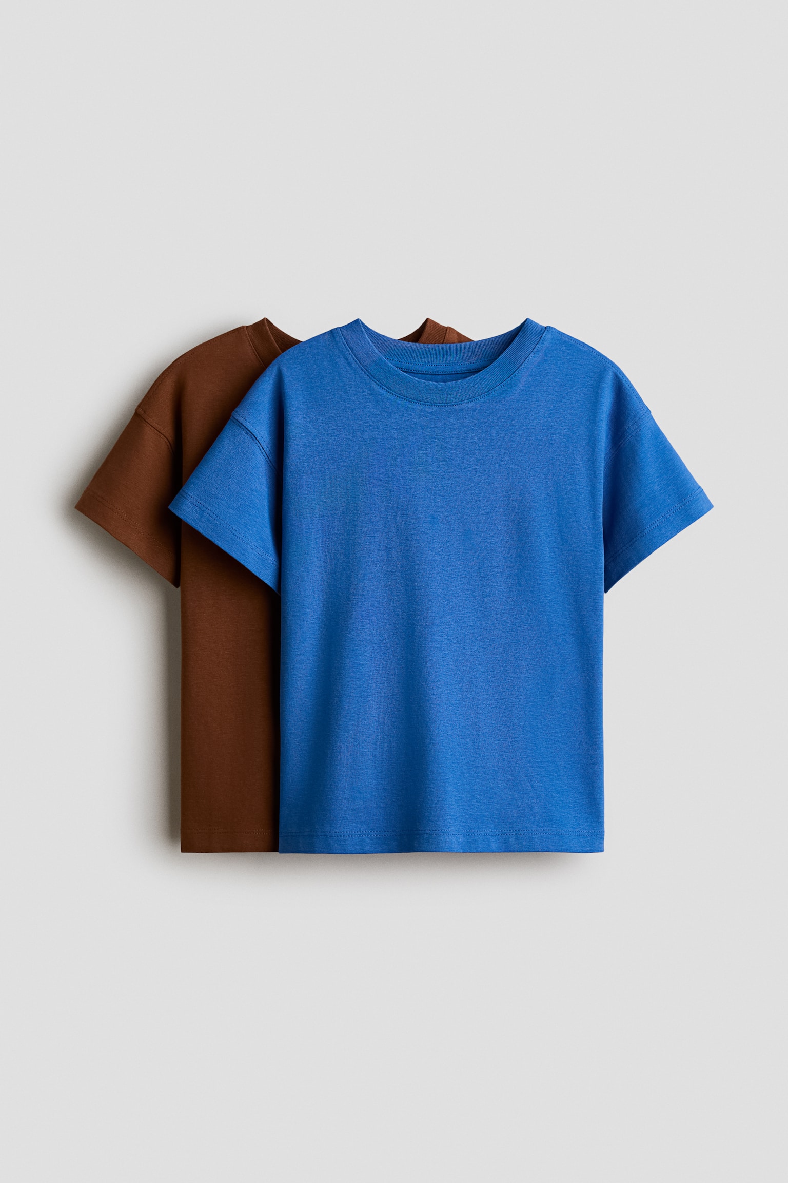 Bộ 2 áo thun cotton - Màu nâu đậm/Xanh dương sáng/Màu đỏ đậm/Xanh tím than/Màu đỏ đậm/Kẻ