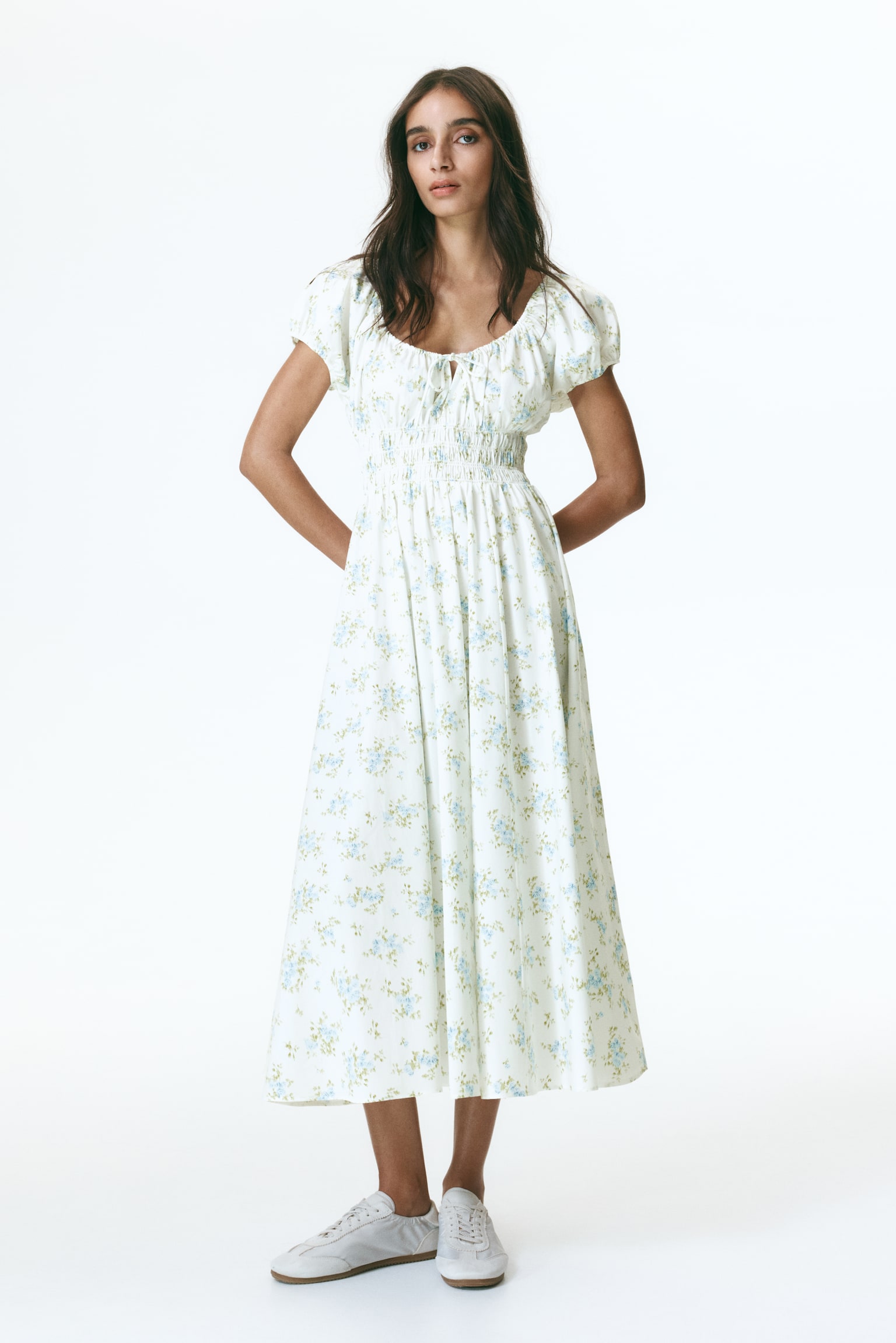 Smocked-waist dress - 4