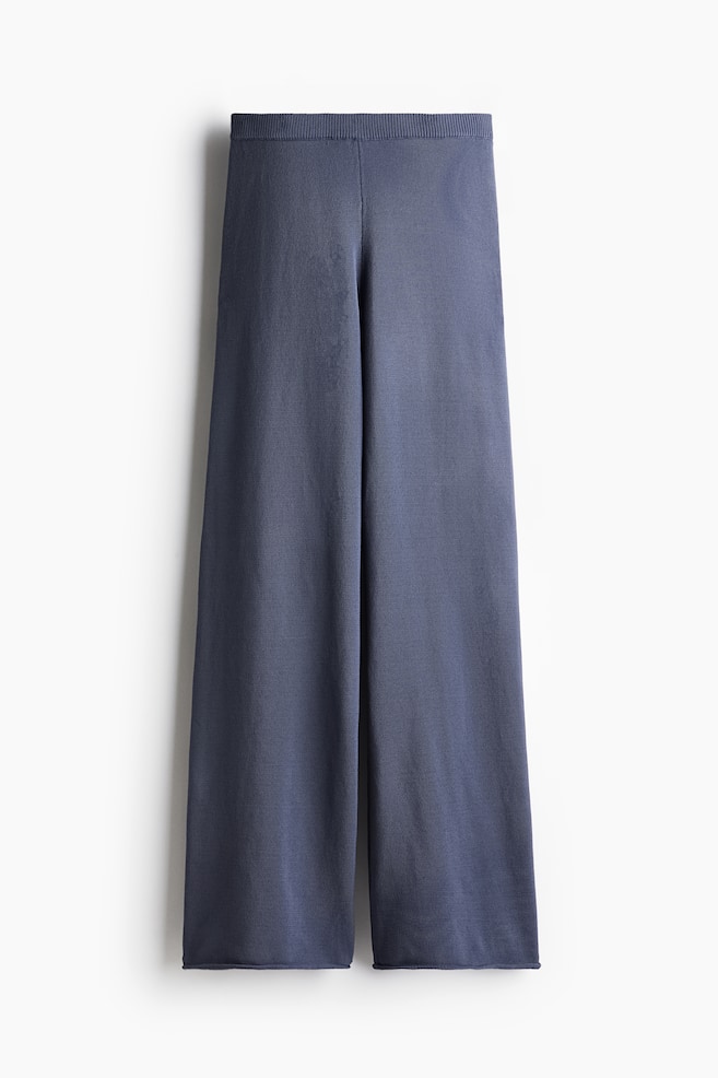 Knitted trousers - Dark dusty blue/Cream - 1