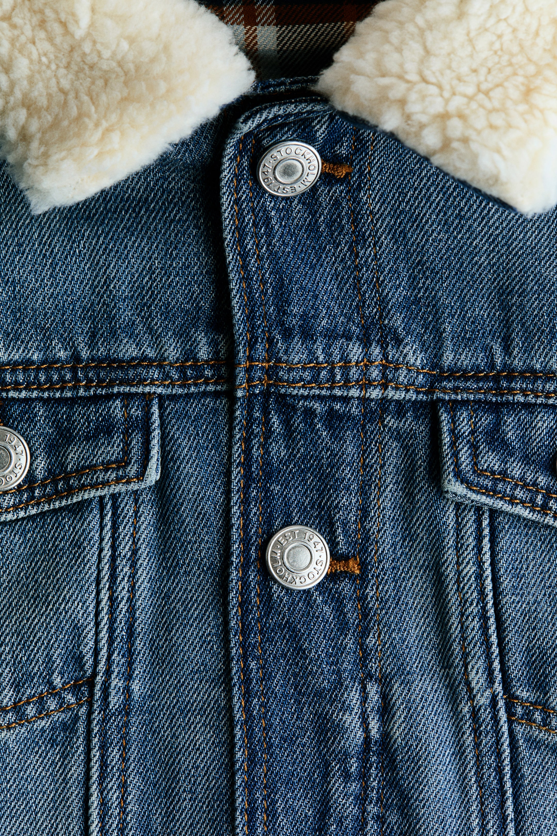 Детские куртки H&M Denim Jacket with Teddy Fleece Collar — фото 5