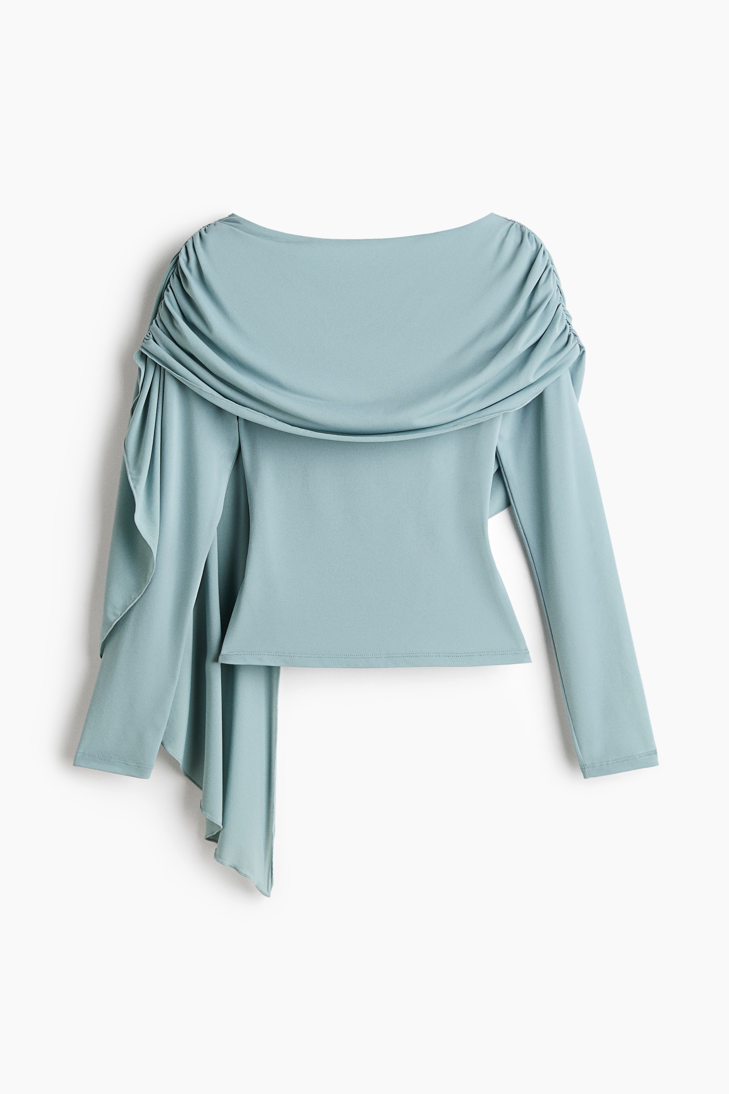 Draped cape-detail top - Light dusty turquoise/Dark brown