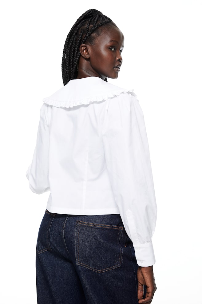 Collared poplin blouse - White/Black - 6
