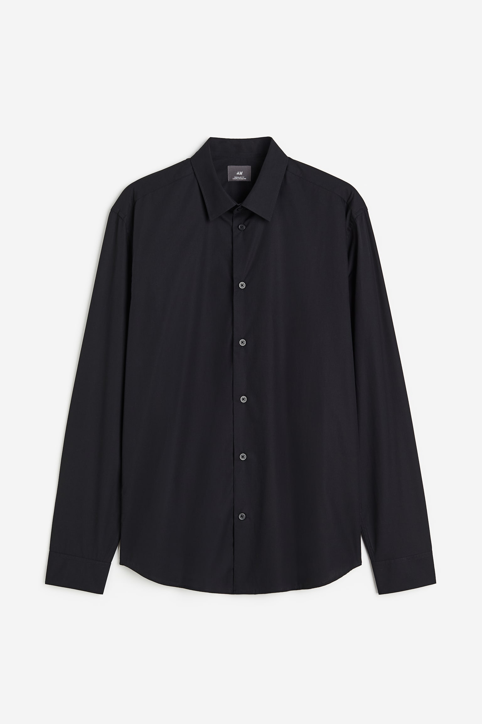 Regular Fit Poplin shirt - Black/White - 1