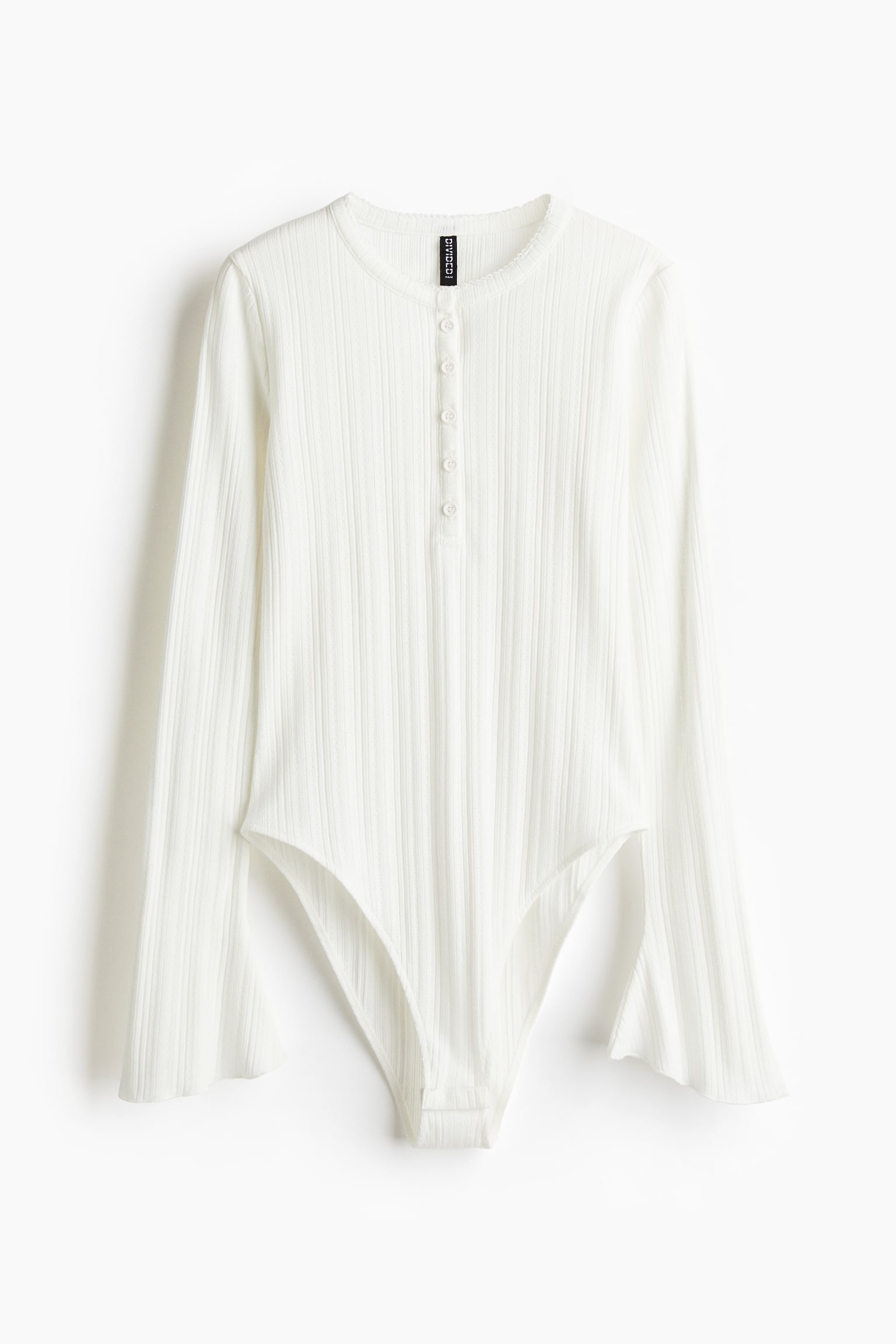 Боди Trumpet-Sleeved, ажурная вязка — H&M, цвет: Кремовый — фото 1