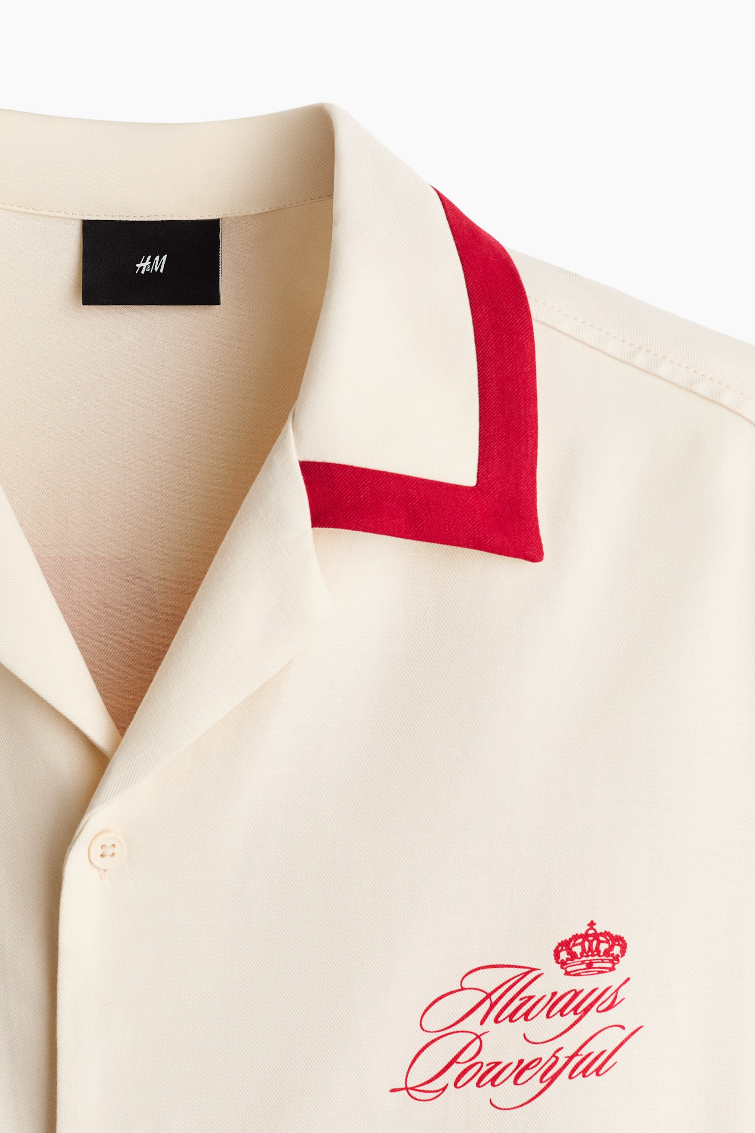 Áo sơ mi cổ hai ve in hình Loose Fit - Màu be nhạt/Always Powerful/Màu đen/Unity/Màu đỏ/Hoa văn - 3
