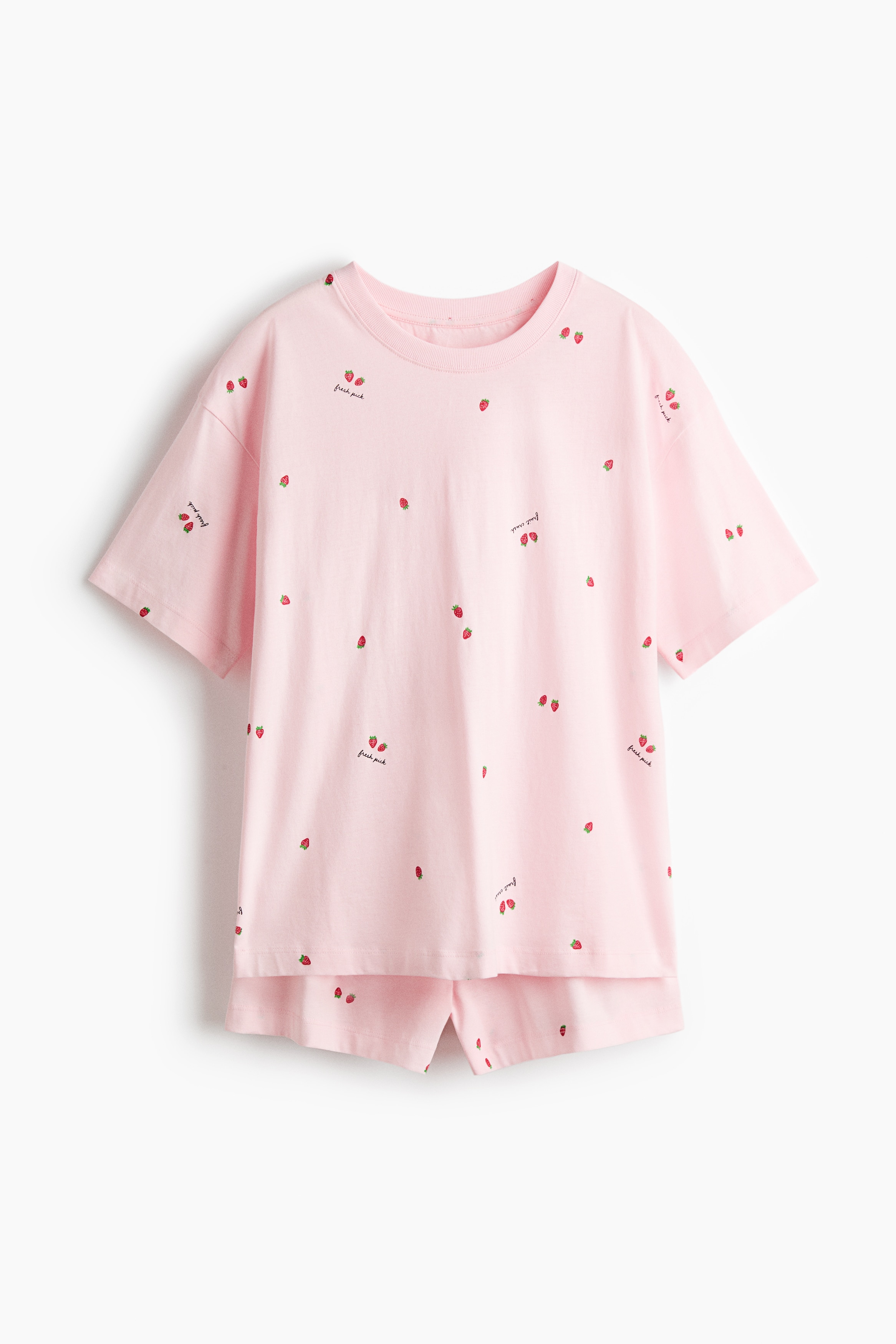 Bedruckter Pyjama - Hellrosa/Erdbeeren/Weiß/Gestreift/Pfirsichrosa/Geblümt/Cremefarben/Gepunktet/Cremefarben/Zitronen/Cremefarben/Morning Society/Helltürkis/Hellbeige