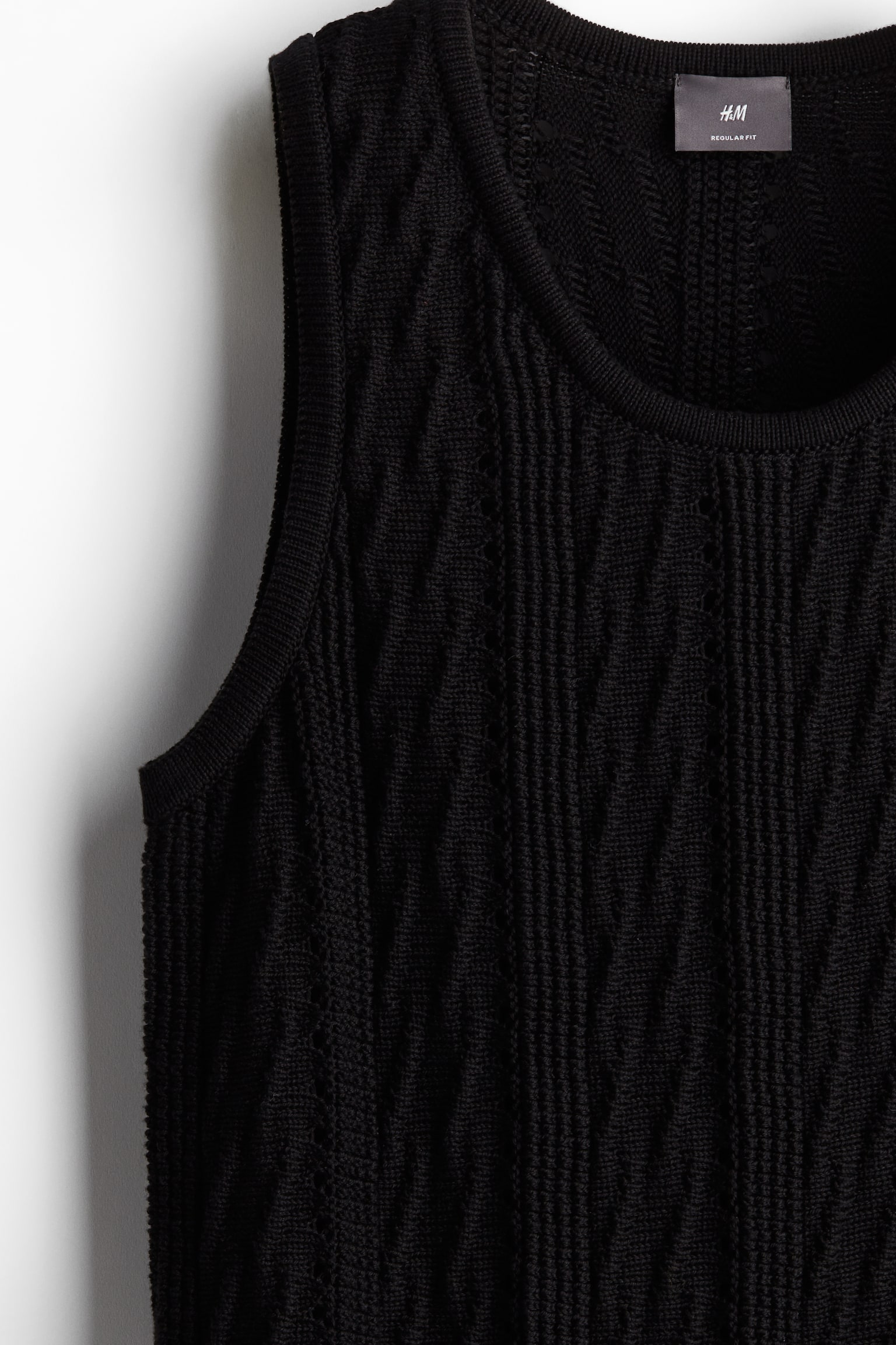 Regular Fit Pattern-knit top vest - Black/White - 4