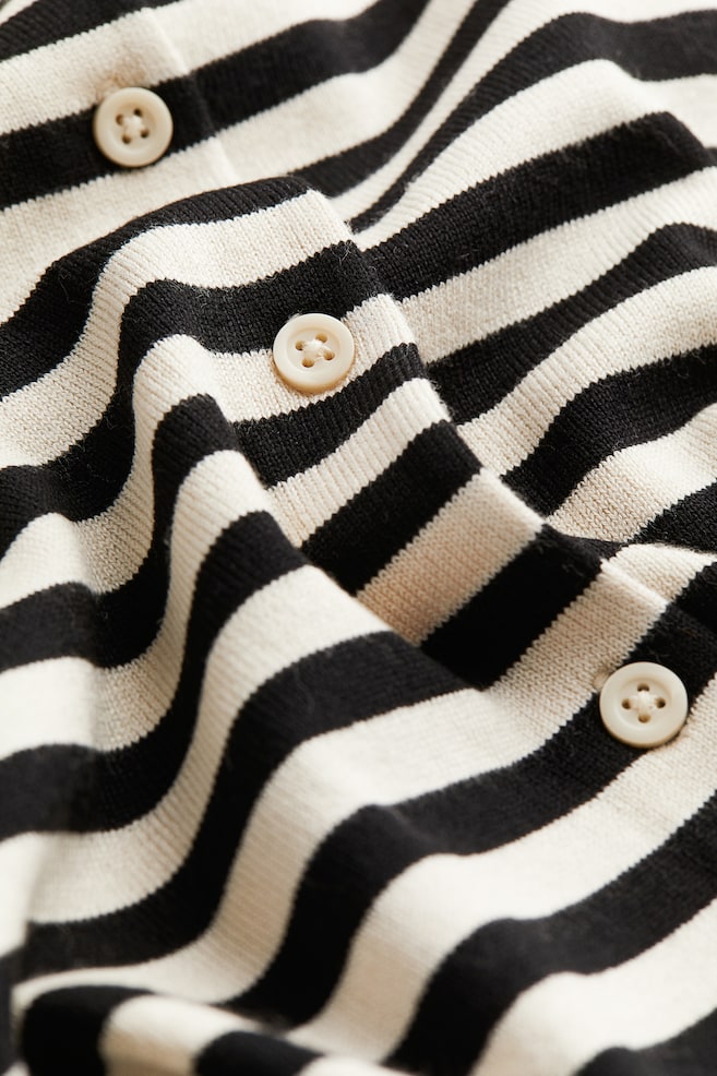 Fine-knit cardigan - Black/Striped/Black/Cream/Light greige/dc/dc - 6