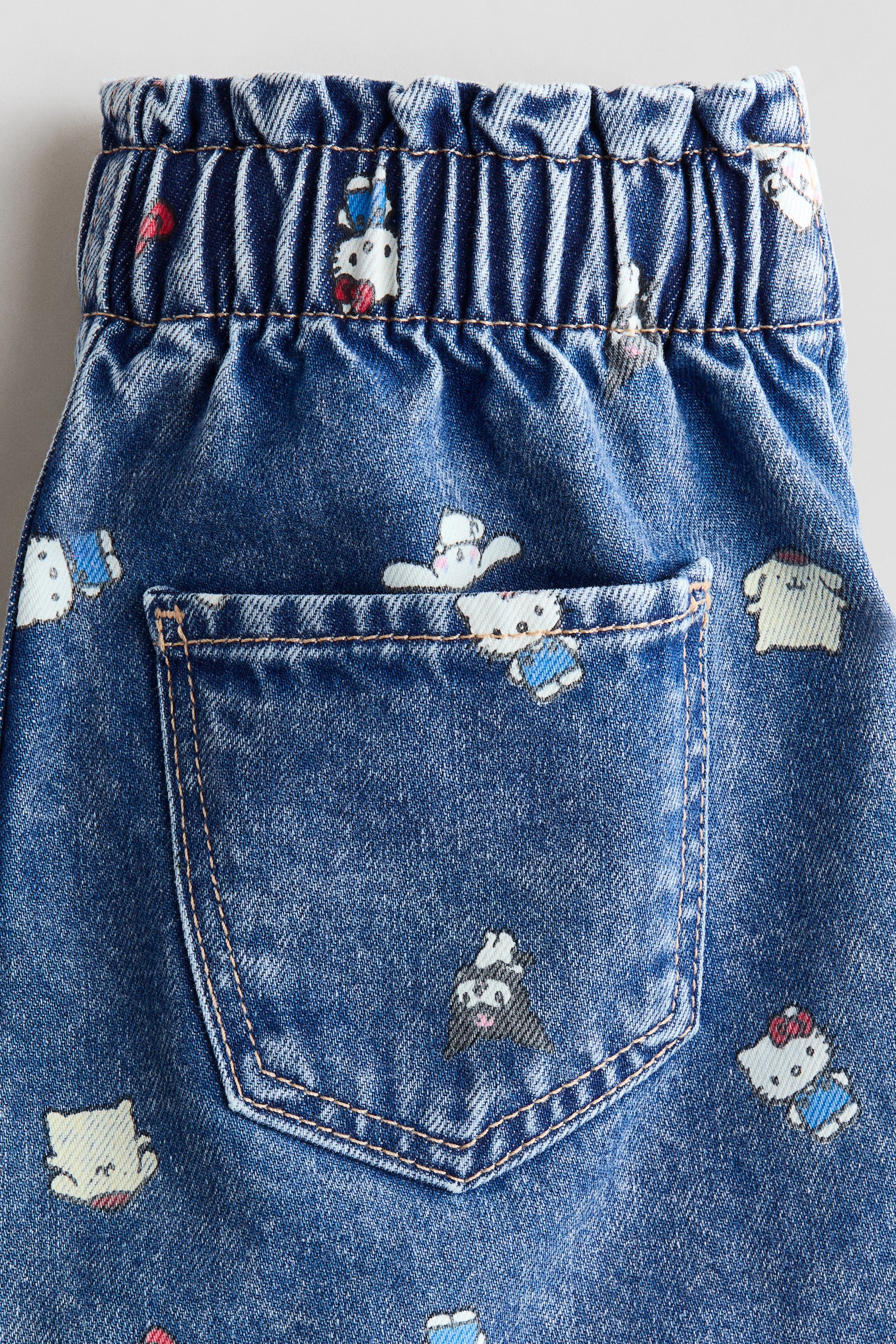 Printed Denim Shorts