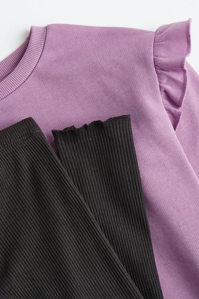 2-piece top and leggings set - Purple/Black/Dark pink/Navy blue/Hearts - 3