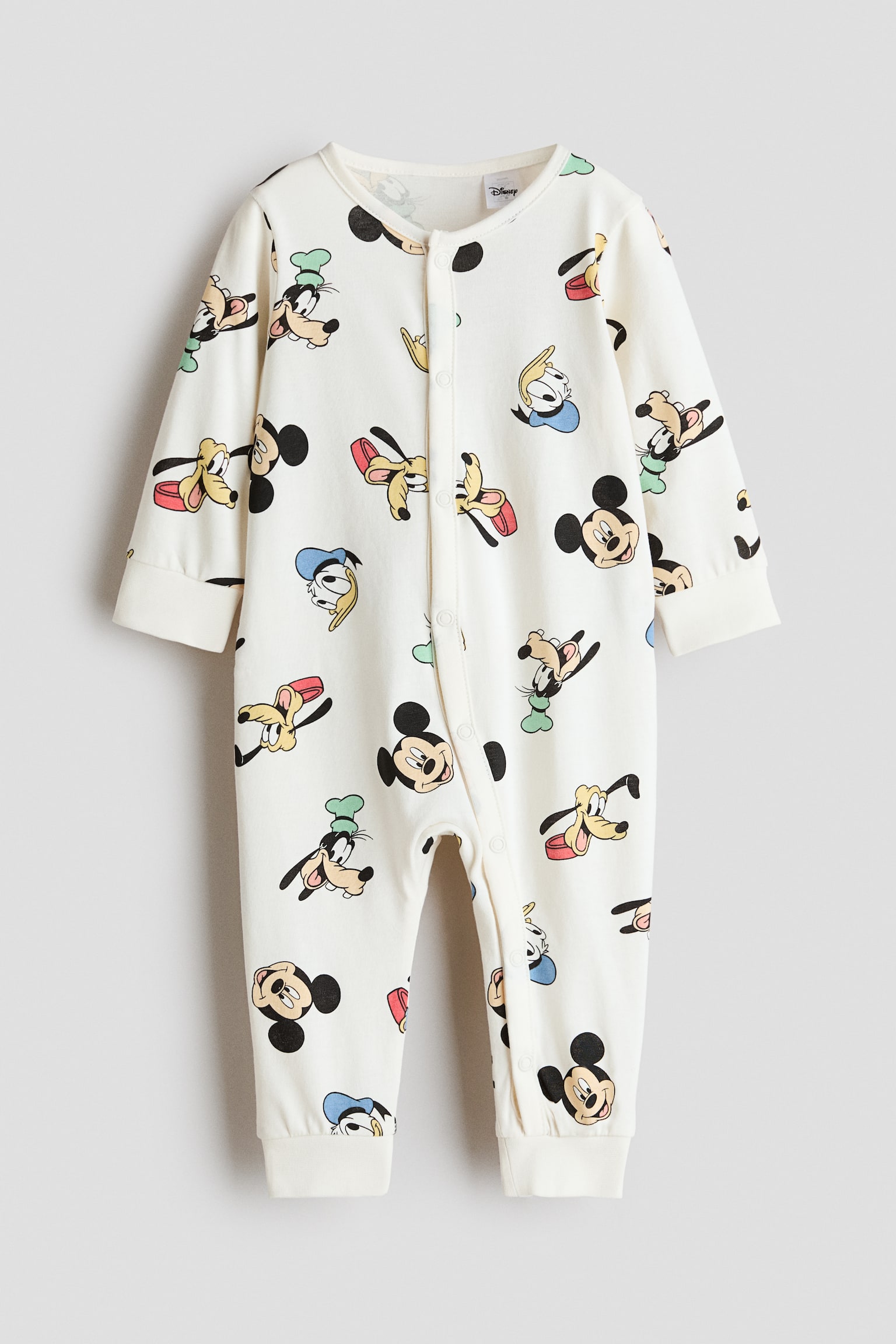 Printed cotton sleepsuit - White/Mickey Mouse