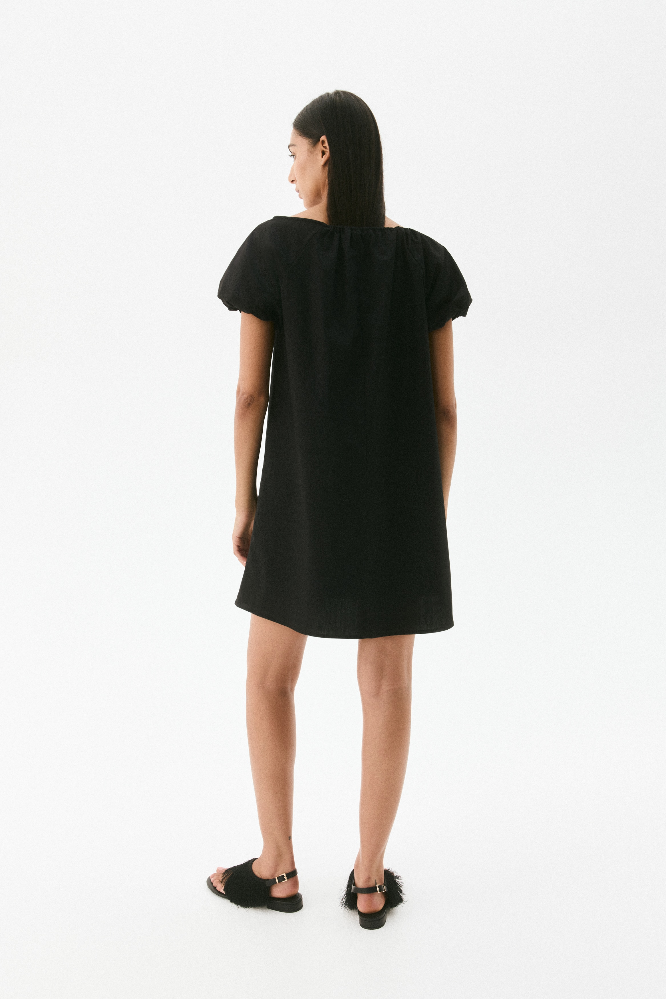 Drawstring-neck dress