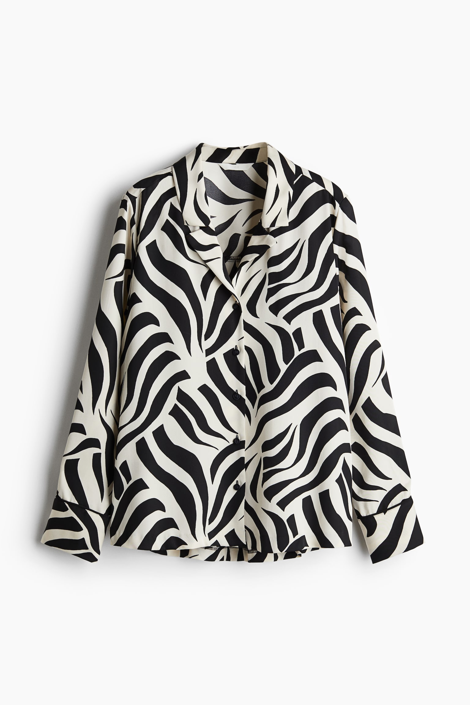 Женская рубашка H&M Twill Resort, цвет: Чёрный — фото 1