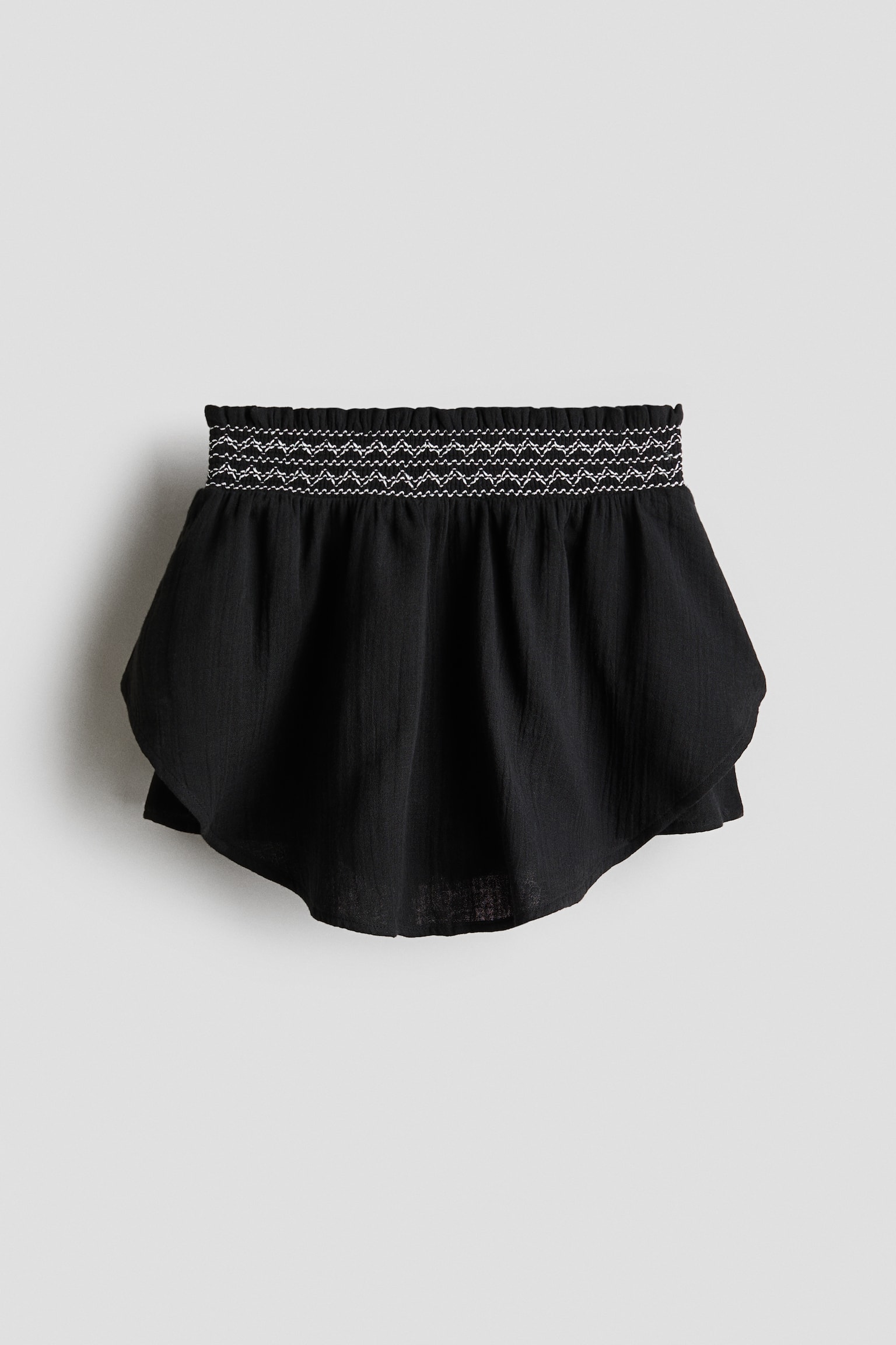Smock-Detail Muslin Skort - Black - 1