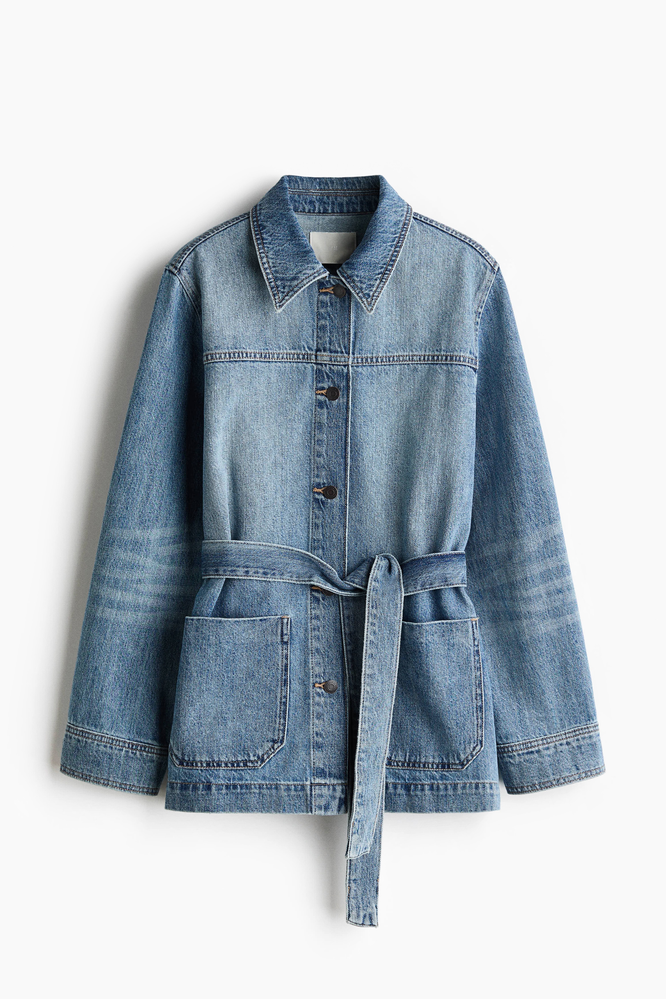 Tie-Belt Denim Jacket - Denim blue/Light denim blue