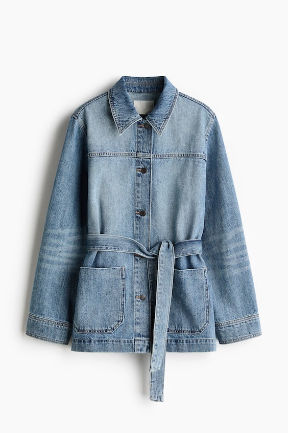 Женские куртки H&M Tie-Belt Denim Jacket