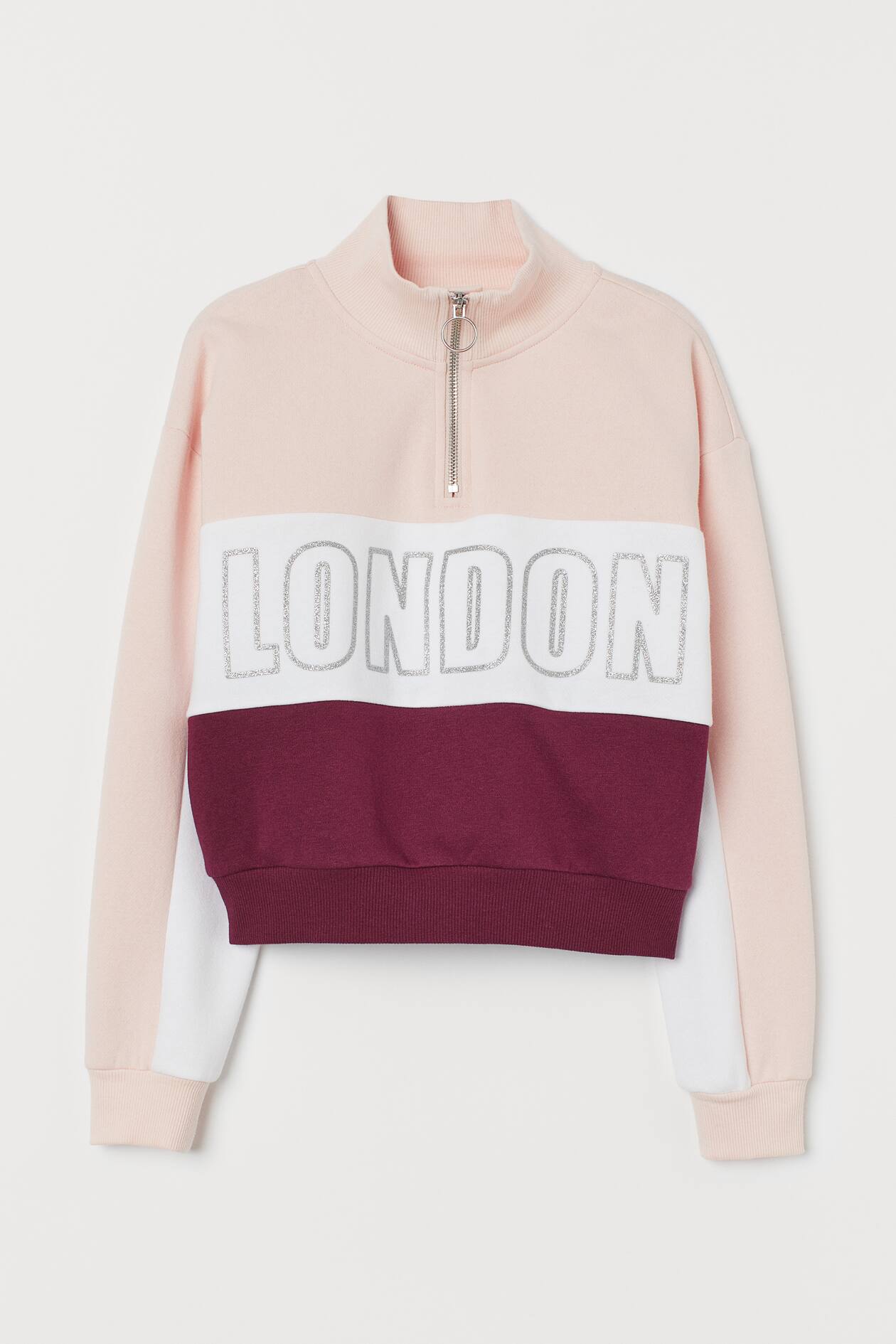 Stand-up collar sweatshirt Pink/London Kids H&M