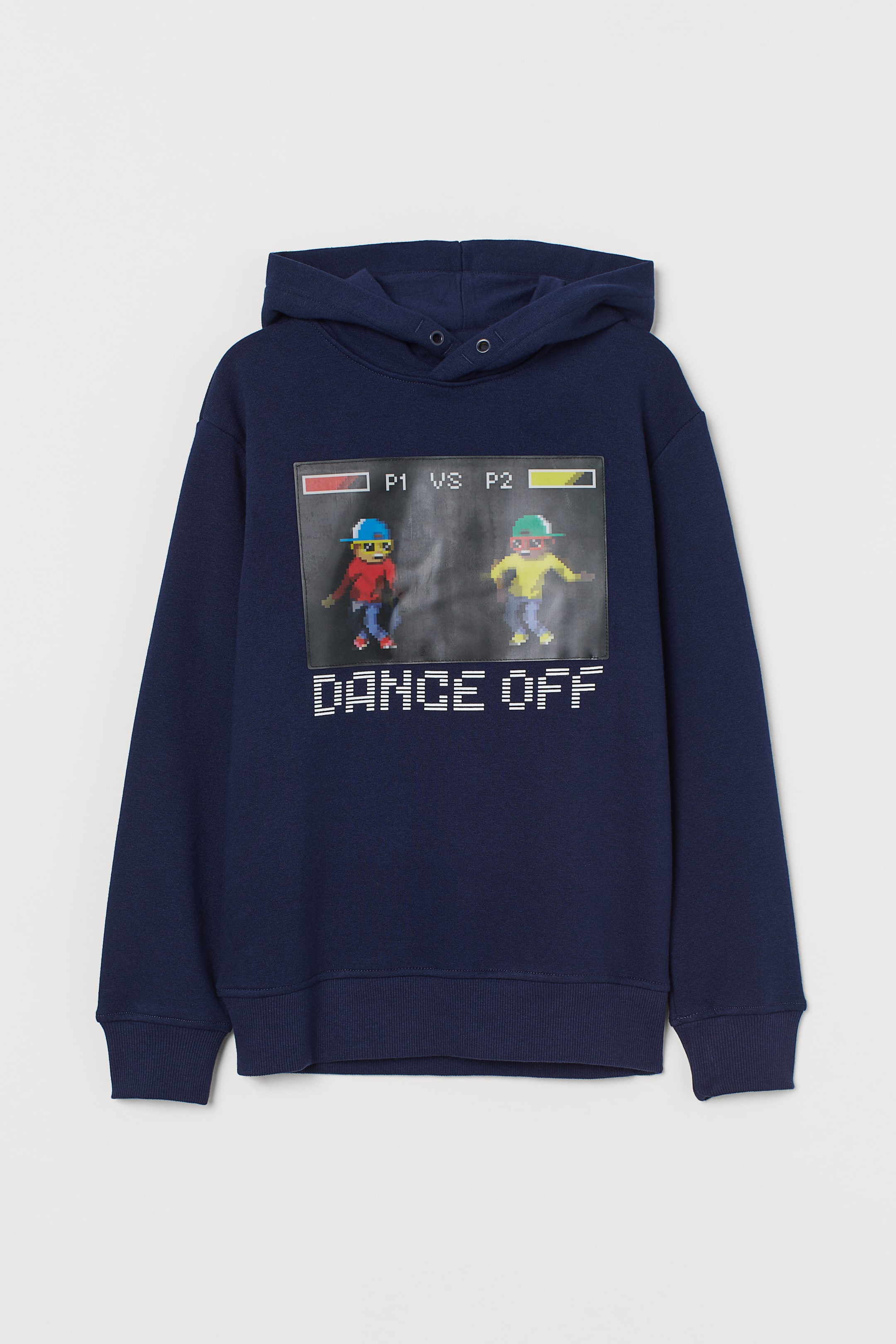 Größeres Bild ansehen: Hoodie mit Applikation - Dunkelblau/Linsenrasterdruck - Kids | H&M DE 1