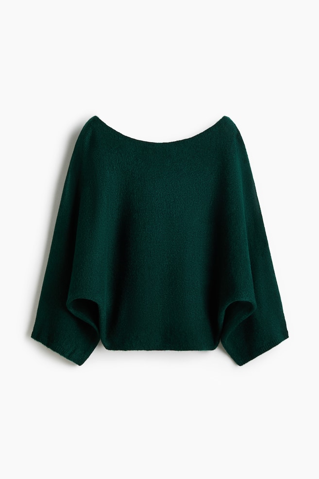 Batwing-Sleeved Sweater - Dark green/Pink - 1
