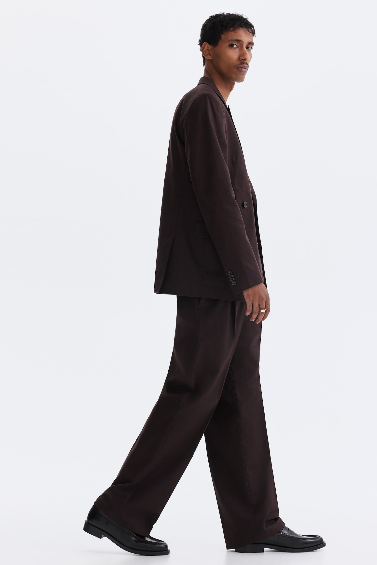 Dobbeltradet blazer Relaxed Fit - Brun/Beige - 5