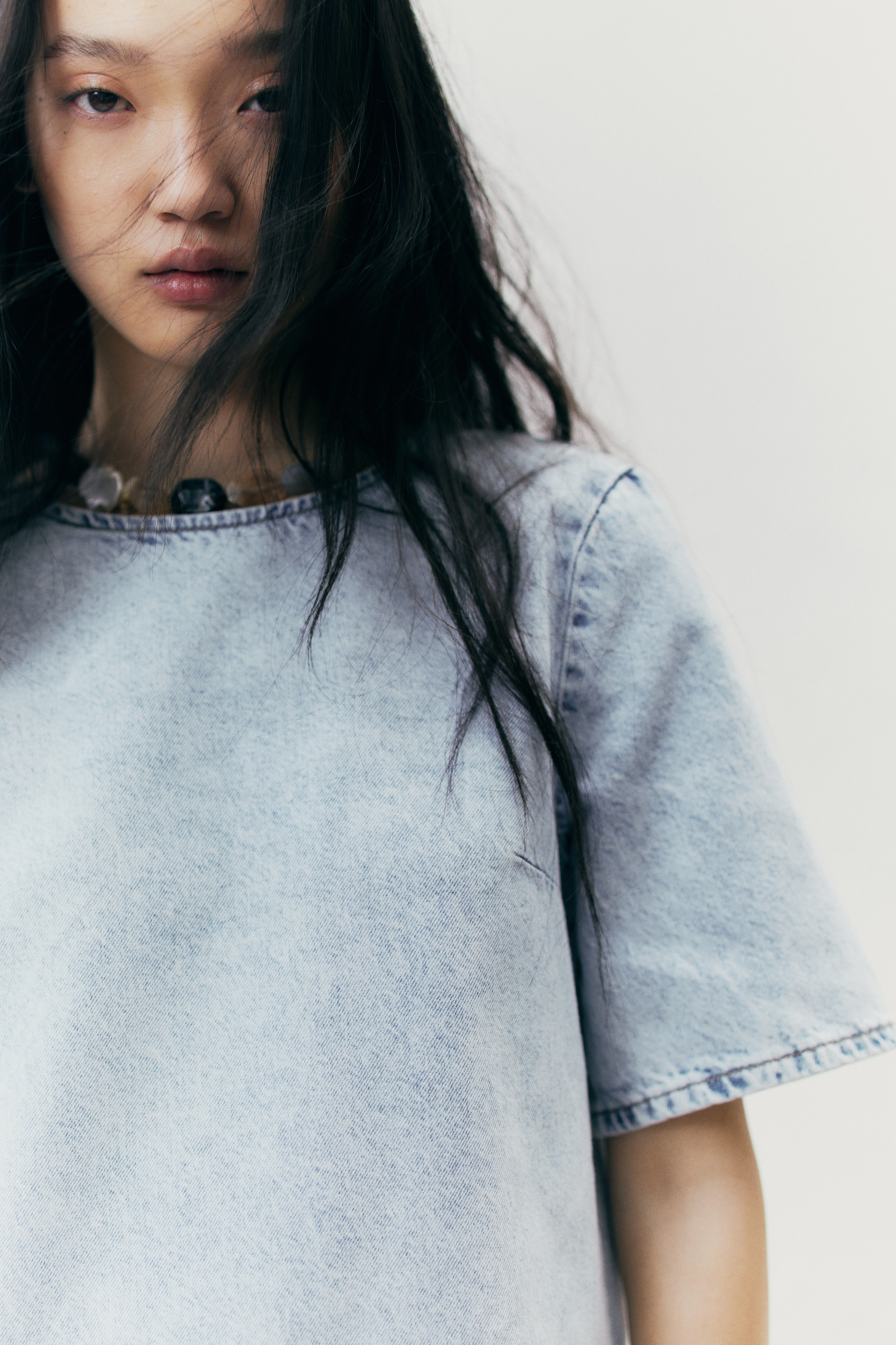 Tie-detail denim dress