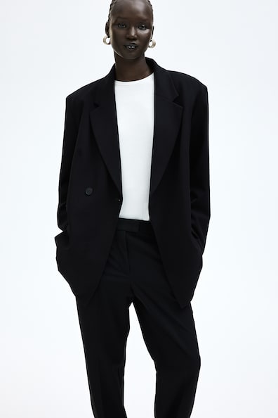 Oversized blazer - Long sleeve - Long - Black - Ladies | H&M GB