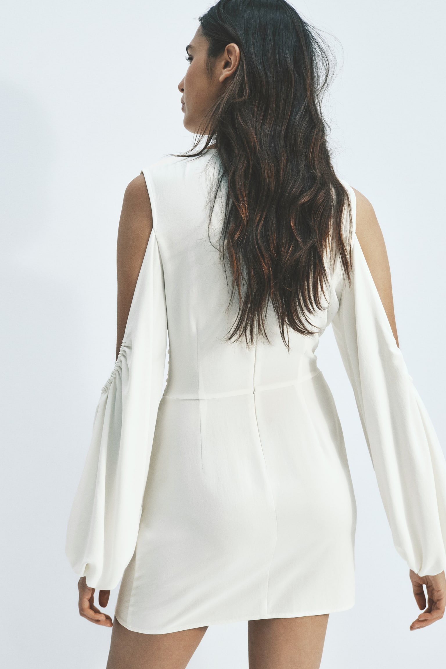 Женское платье H&M Balloon-Sleeved Open-Shoulder, цвет: Белый — фото 5