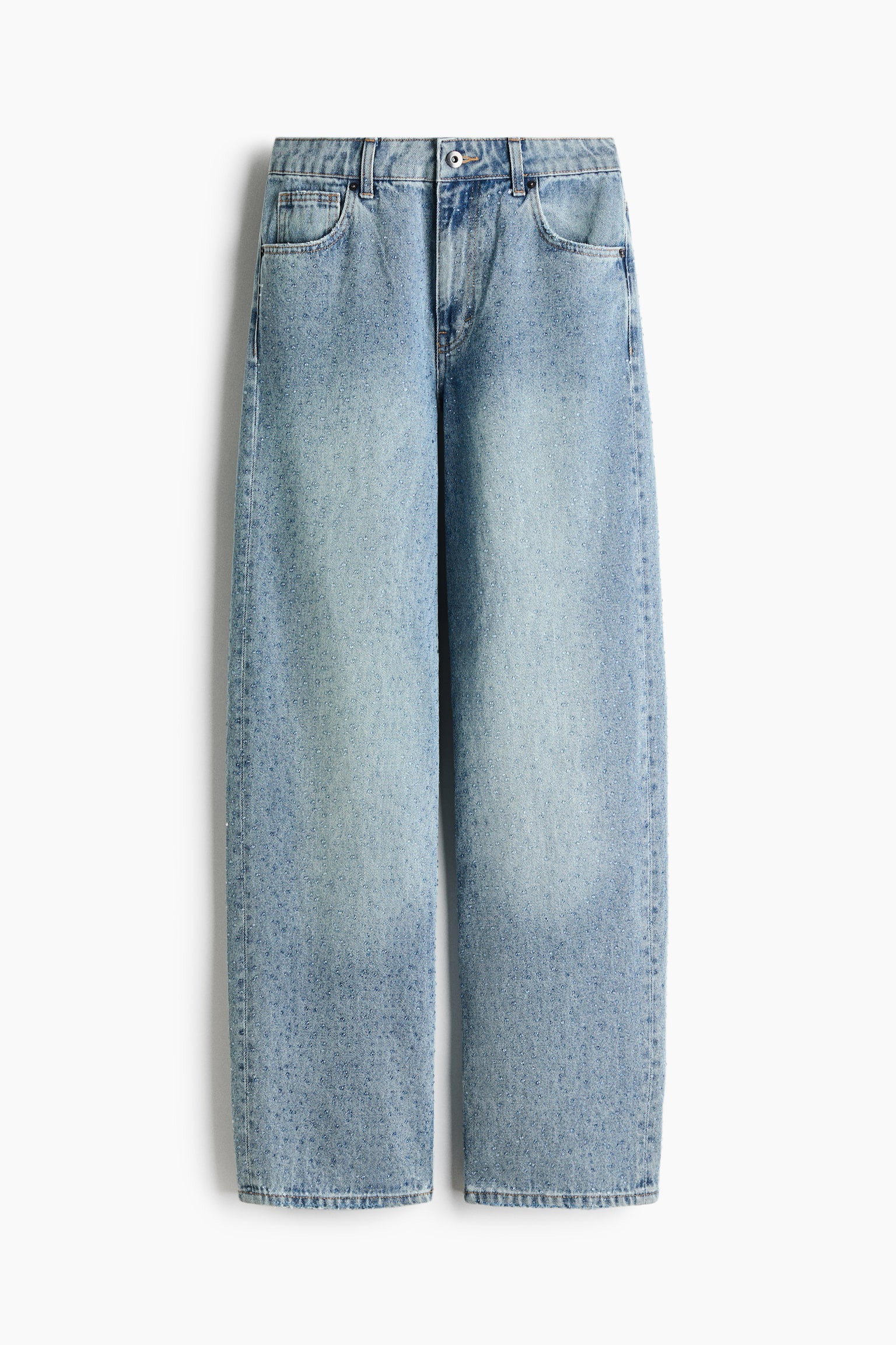 Rhinestone-Detail High-Waist Jeans - Light denim blue - 1